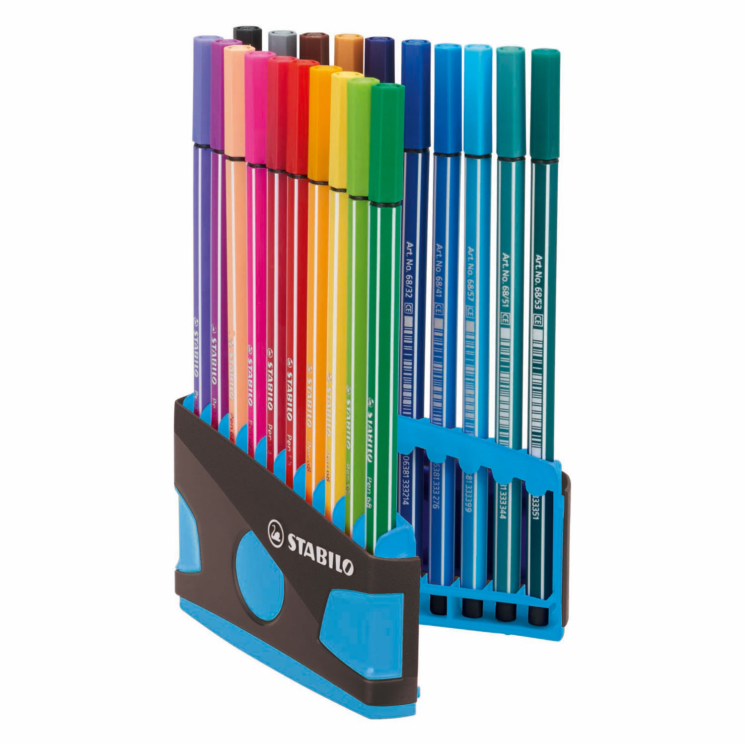 STABILO Pen 68 - Feutre - ColorParade - Lot de 20 Pièces - Anthracite/Bleu Clair