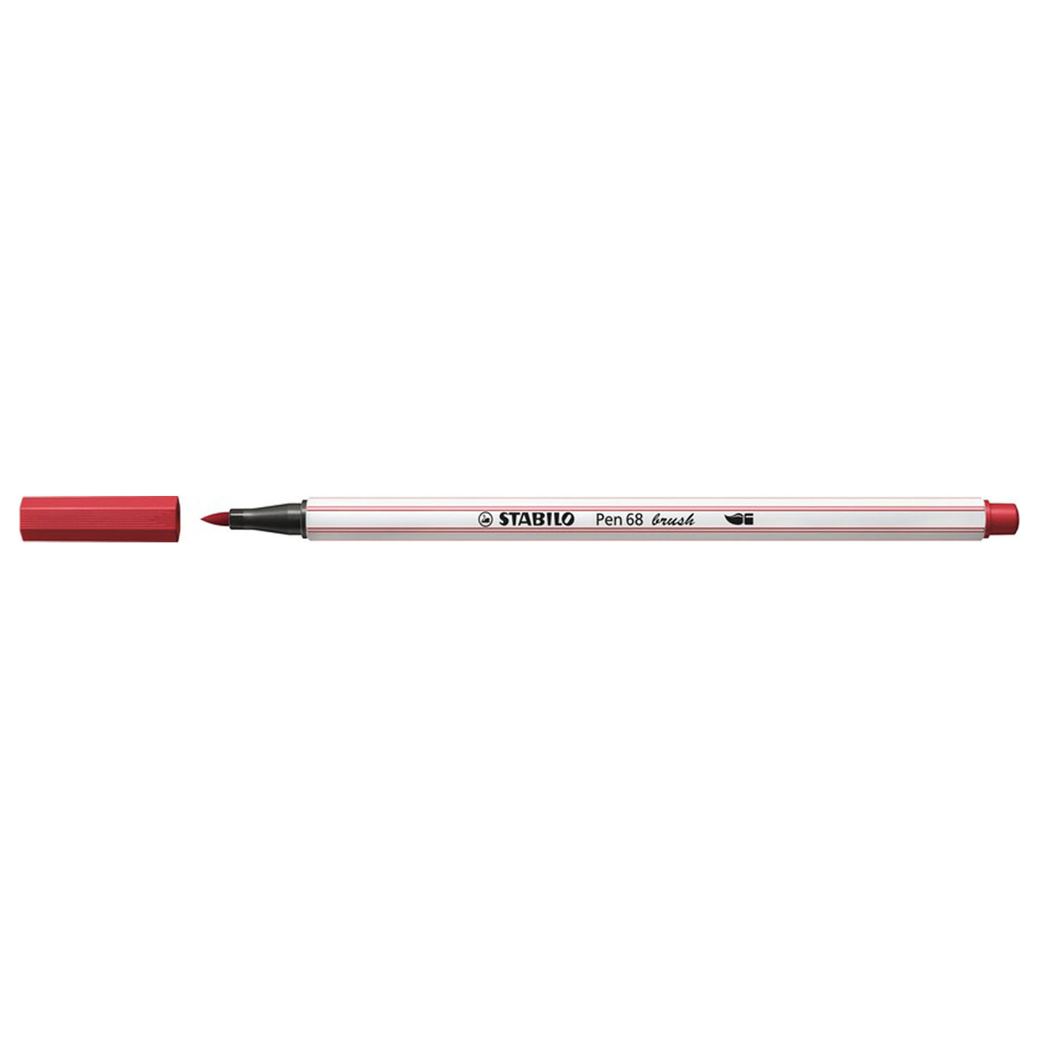 STABILO Pen 68 Brush - Premium Brush Viltstift - Met Flexibele Penseelpunt - Donker Rood - per stuk