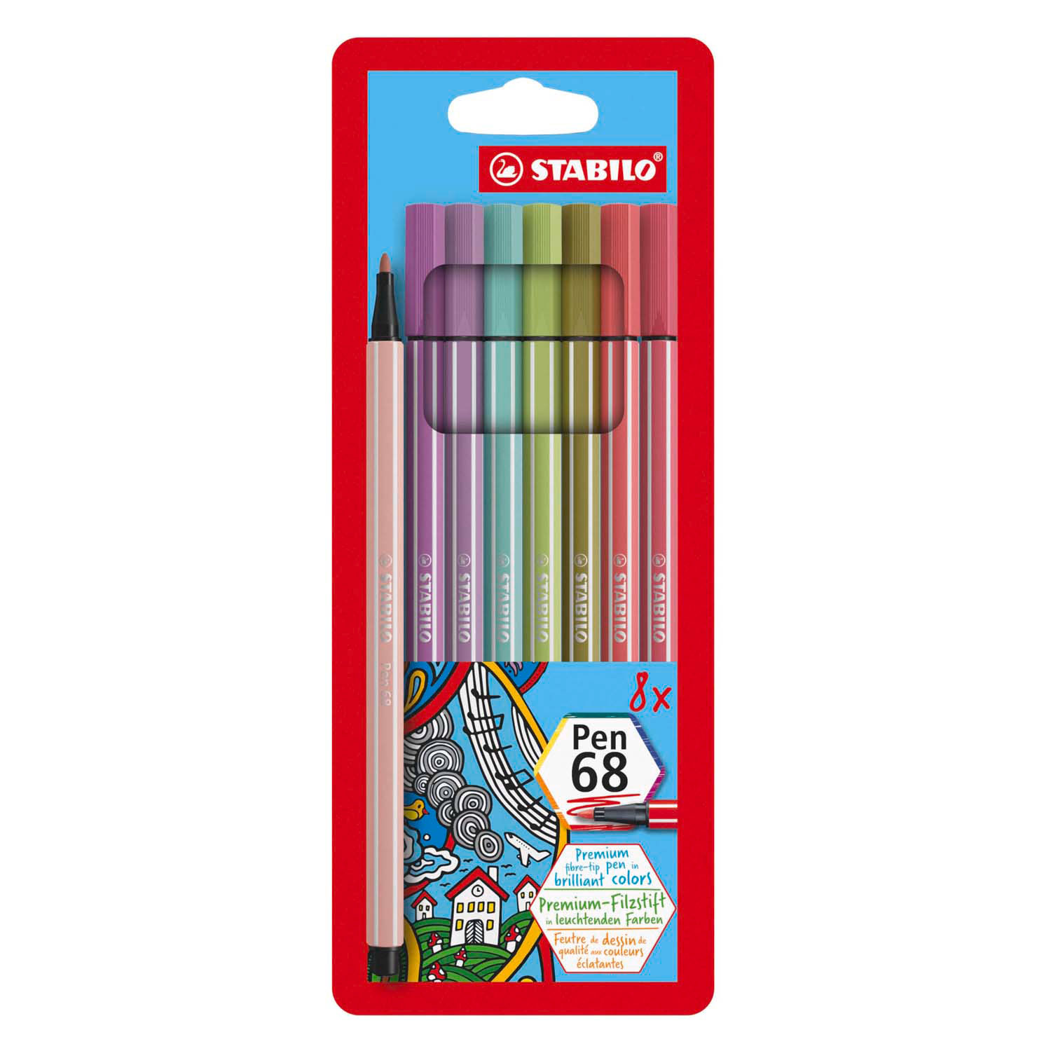 STABILO Pen 68 - Feutre - Lot de 8 pièces