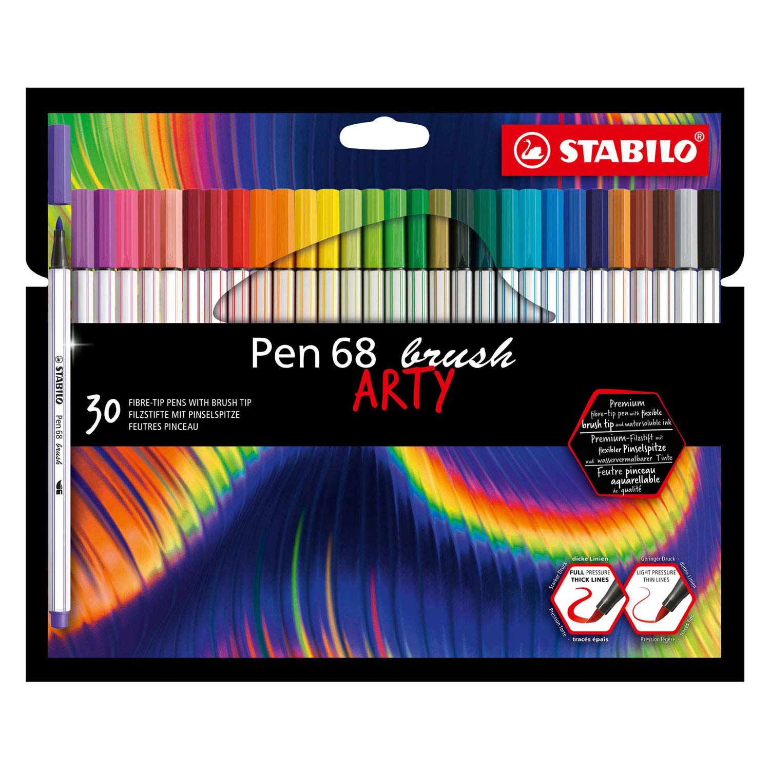 STABILO Pen 68 Brush - Feutre - ARTY - Coffret de 30 pièces