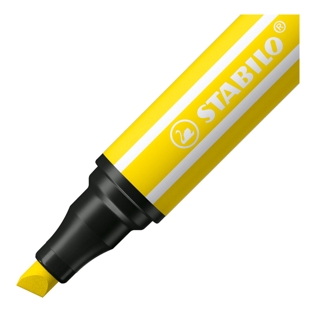 STABILO Pen 68 MAX - Feutre à pointe biseautée épaisse - jaune citron