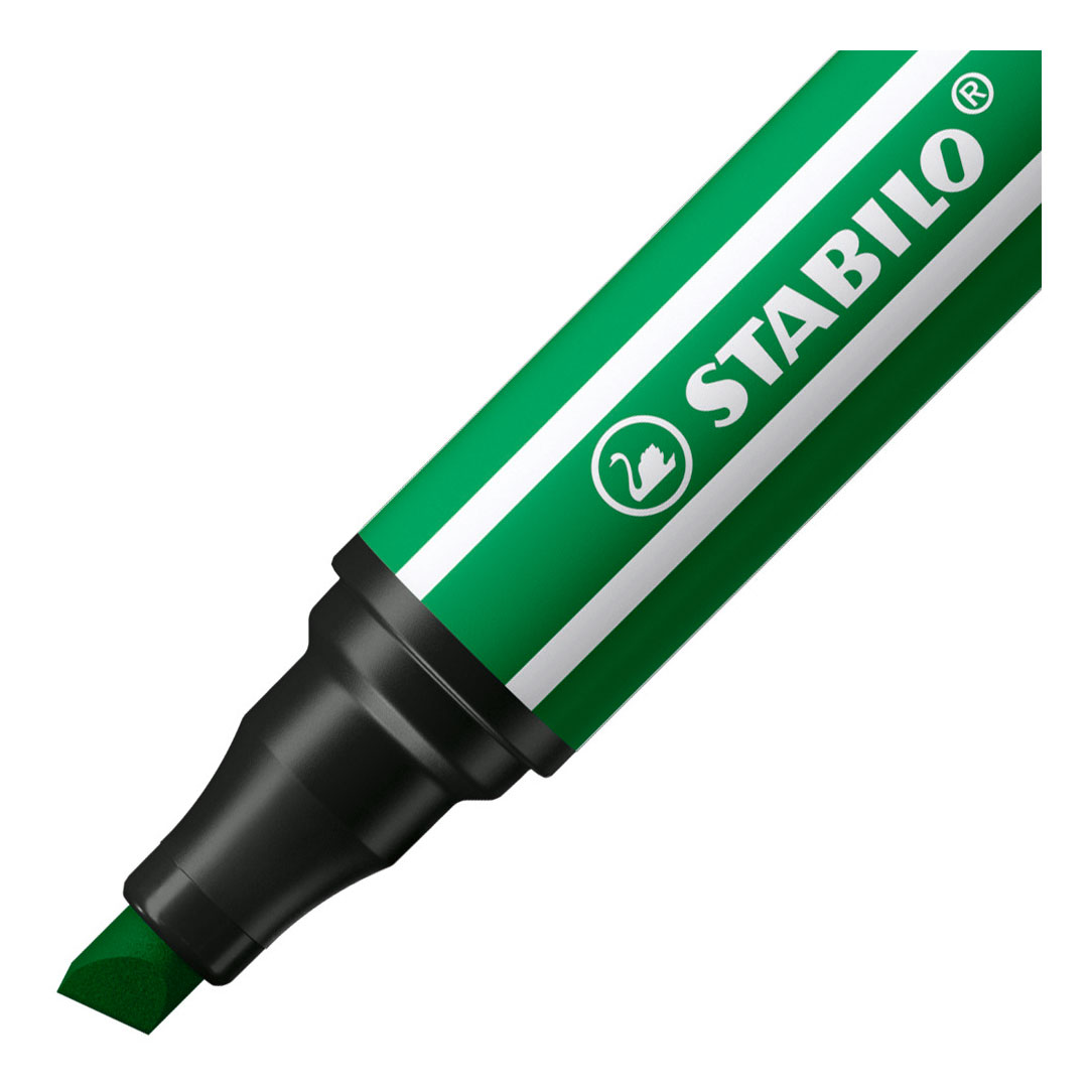 STABILO Pen 68 MAX - Feutre à pointe biseautée épaisse - Vert émeraude