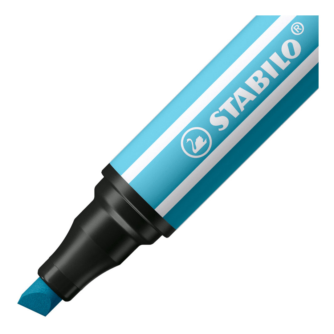 STABILO Pen 68 MAX – Filzstift mit dicker Keilspitze – Azurblau