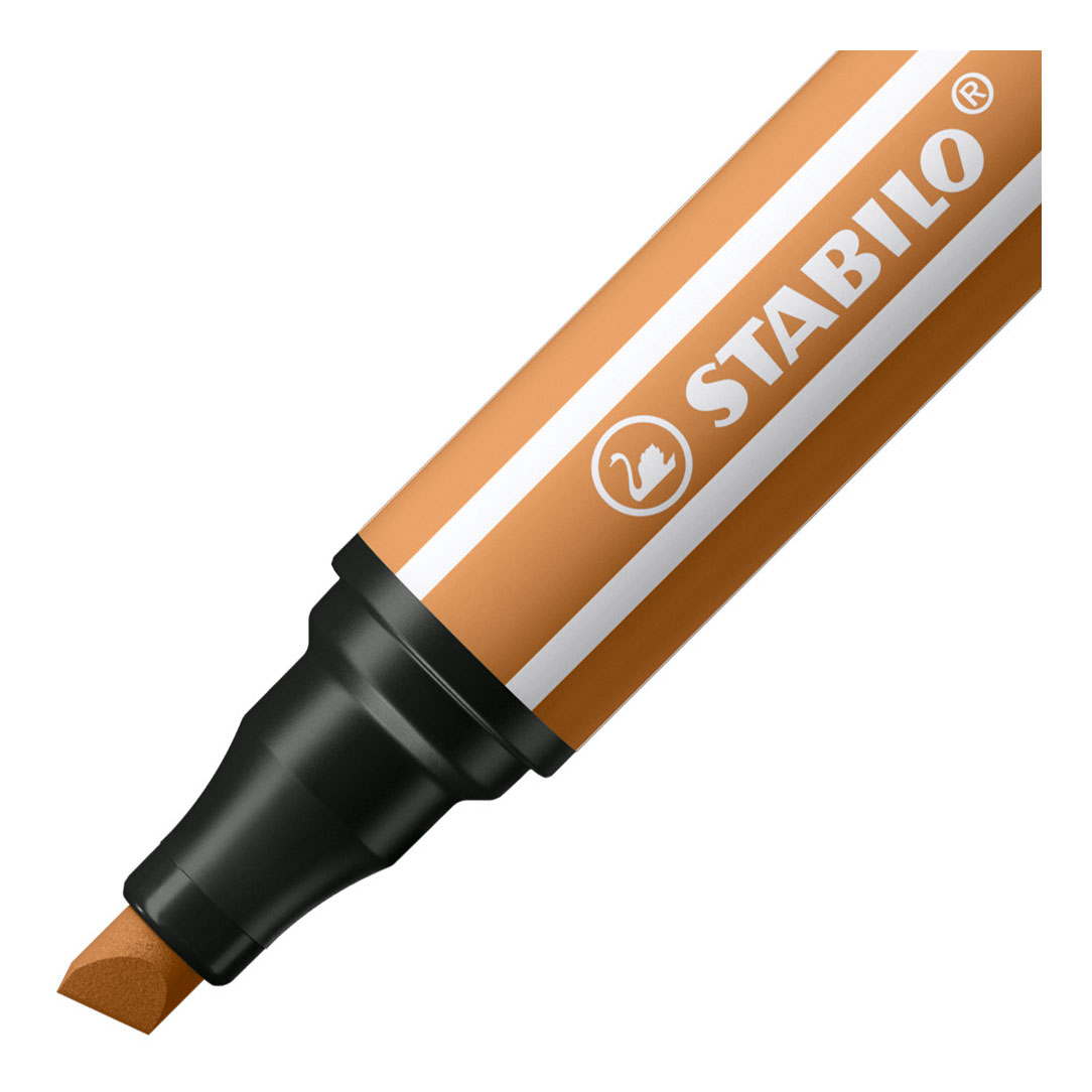 STABILO Pen 68 MAX – Filzstift mit dicker Keilspitze – Dunkler Ocker