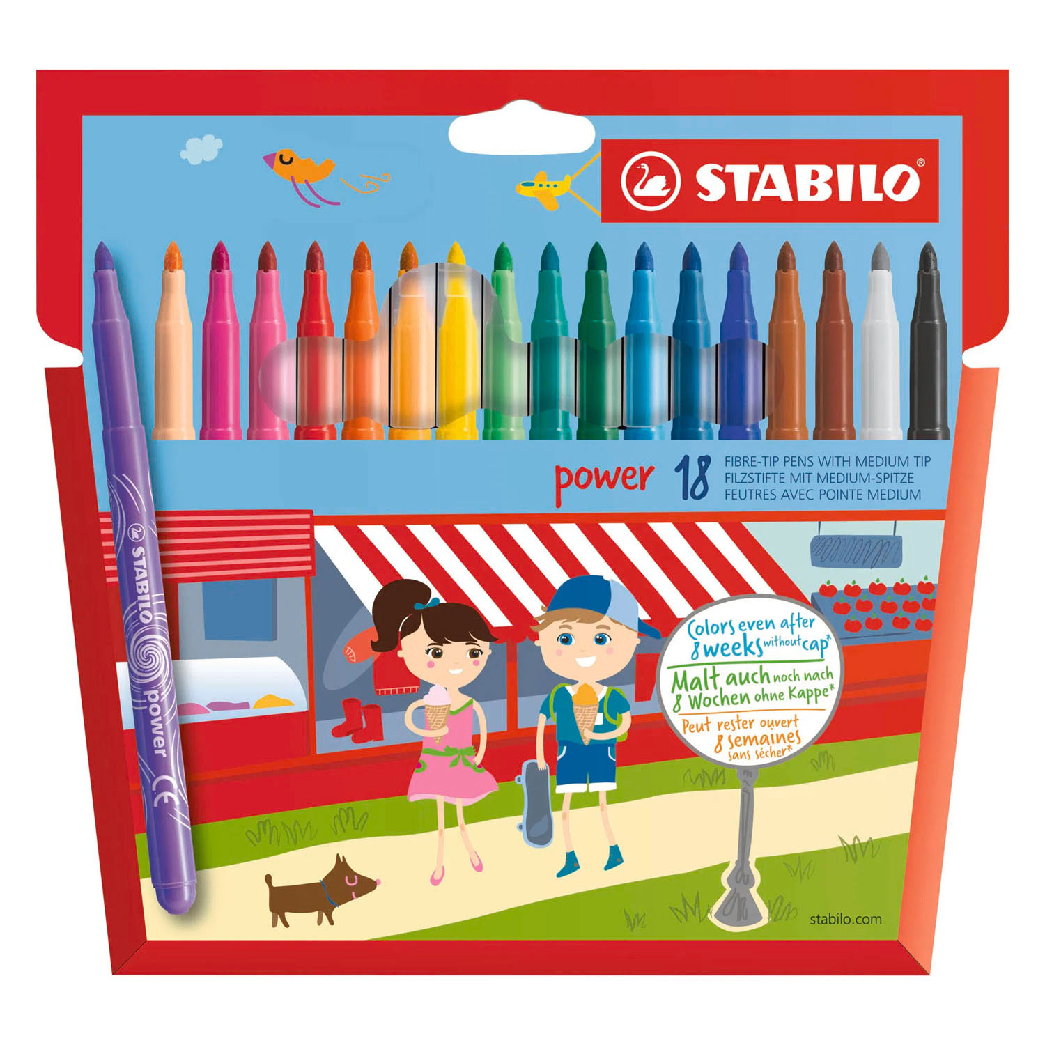 Stylos feutres STABILO power - 18 pièces.
