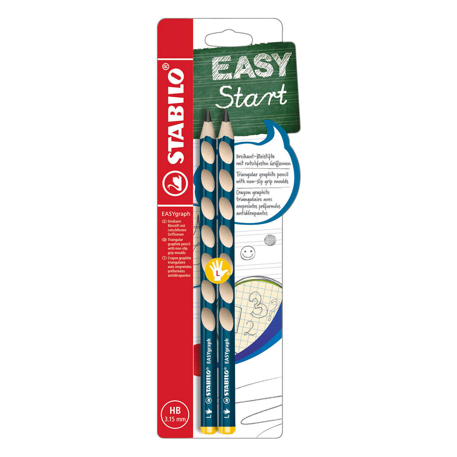 STABILO EASYgraph HB Linkshandig Grafietpotlood Petrol - 2st.