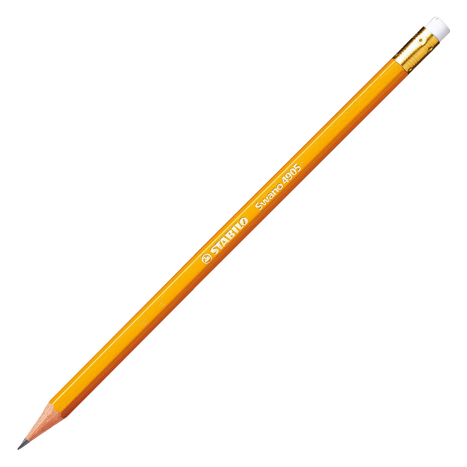 Crayon graphite STABILO Swano HB avec gomme - 12 pièces.