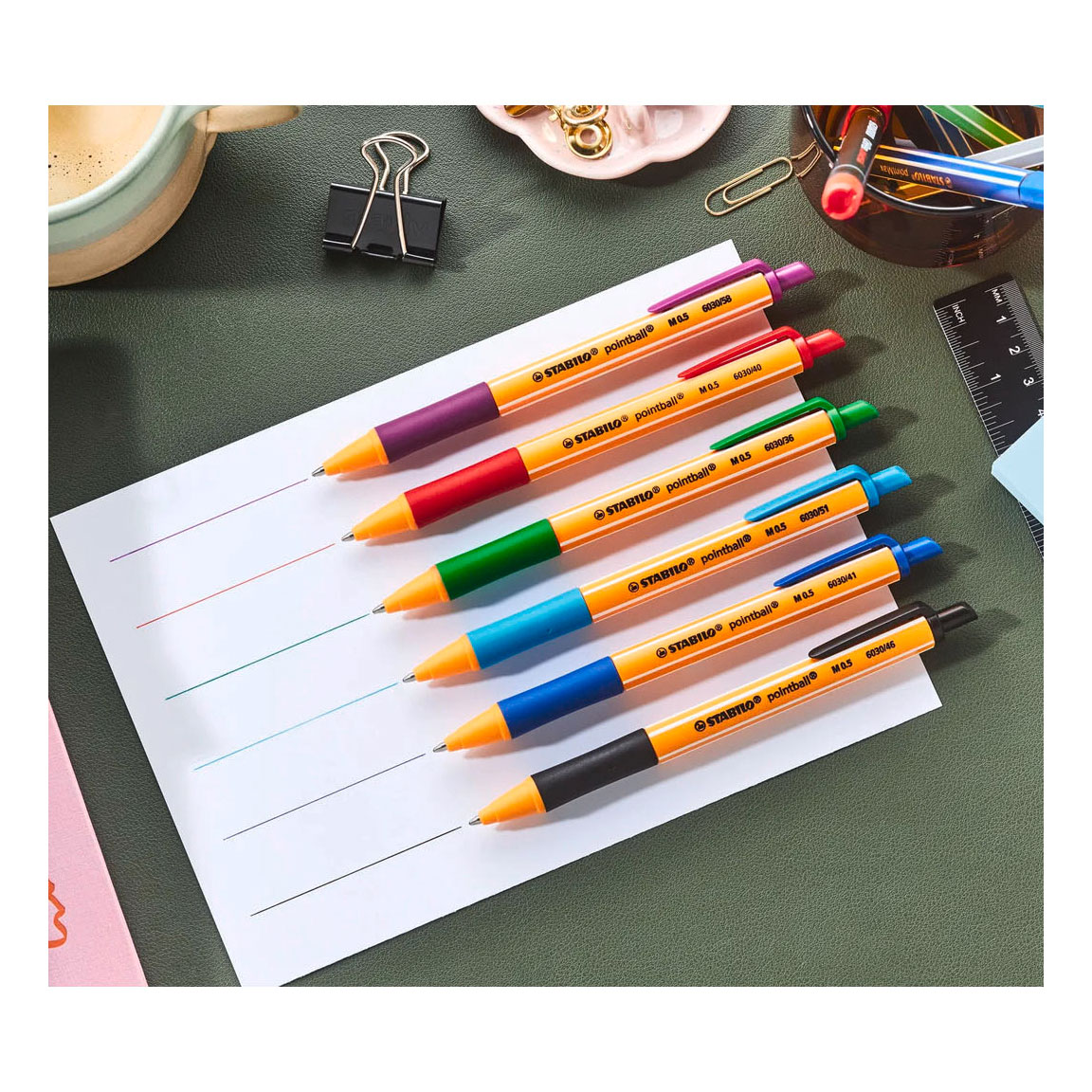 Stylos à bille STABILO pointball - 6 pièces.