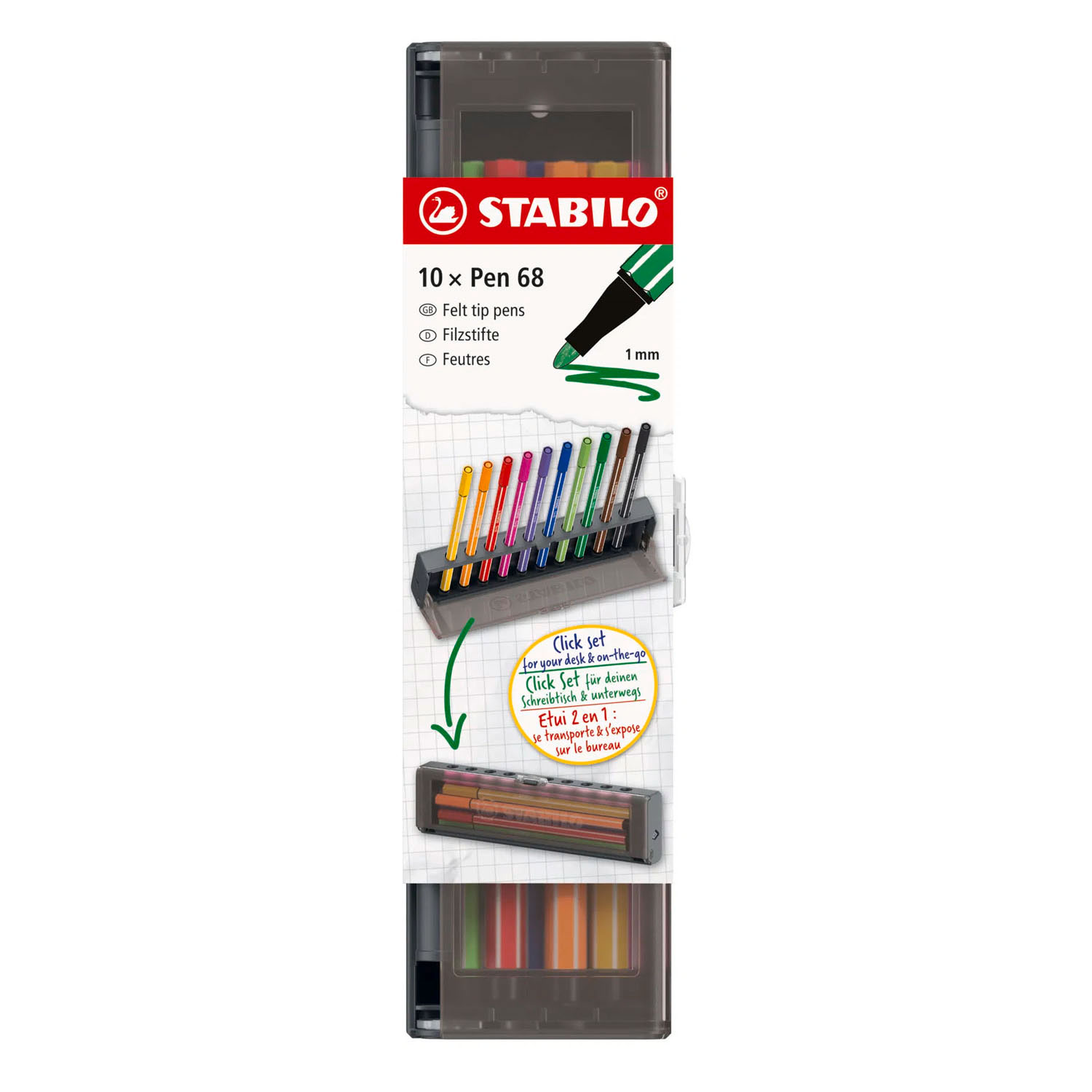 STABILO Pen 68 click set Viltstiften - 10dlg.