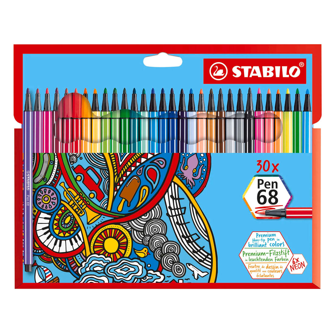 STABILO Pen 68 Viltstiften - 30dlg.