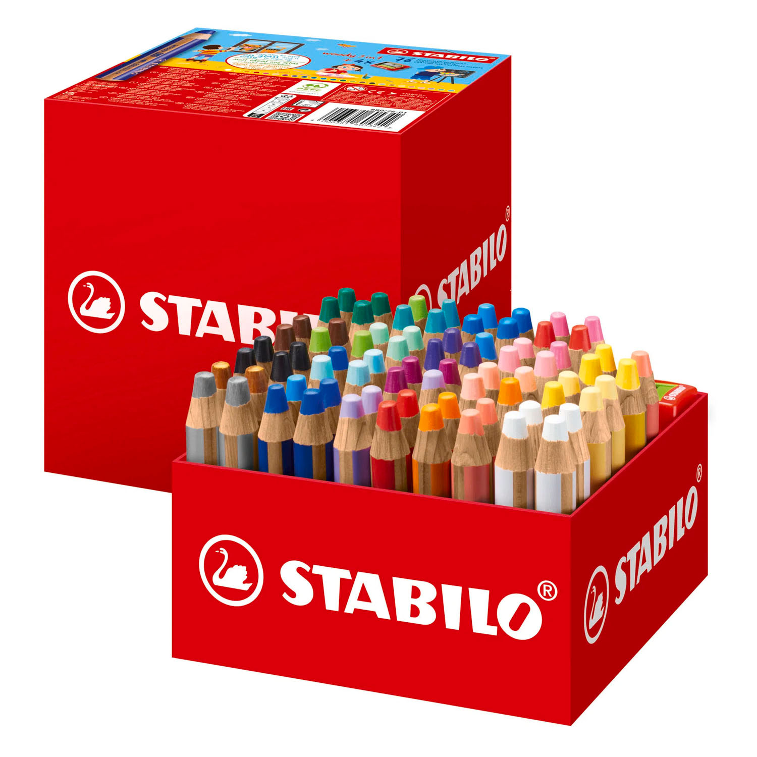 STABILO woody 3in1 Multitalent Potloden 76dlg. met 4 Puntenslijpers
