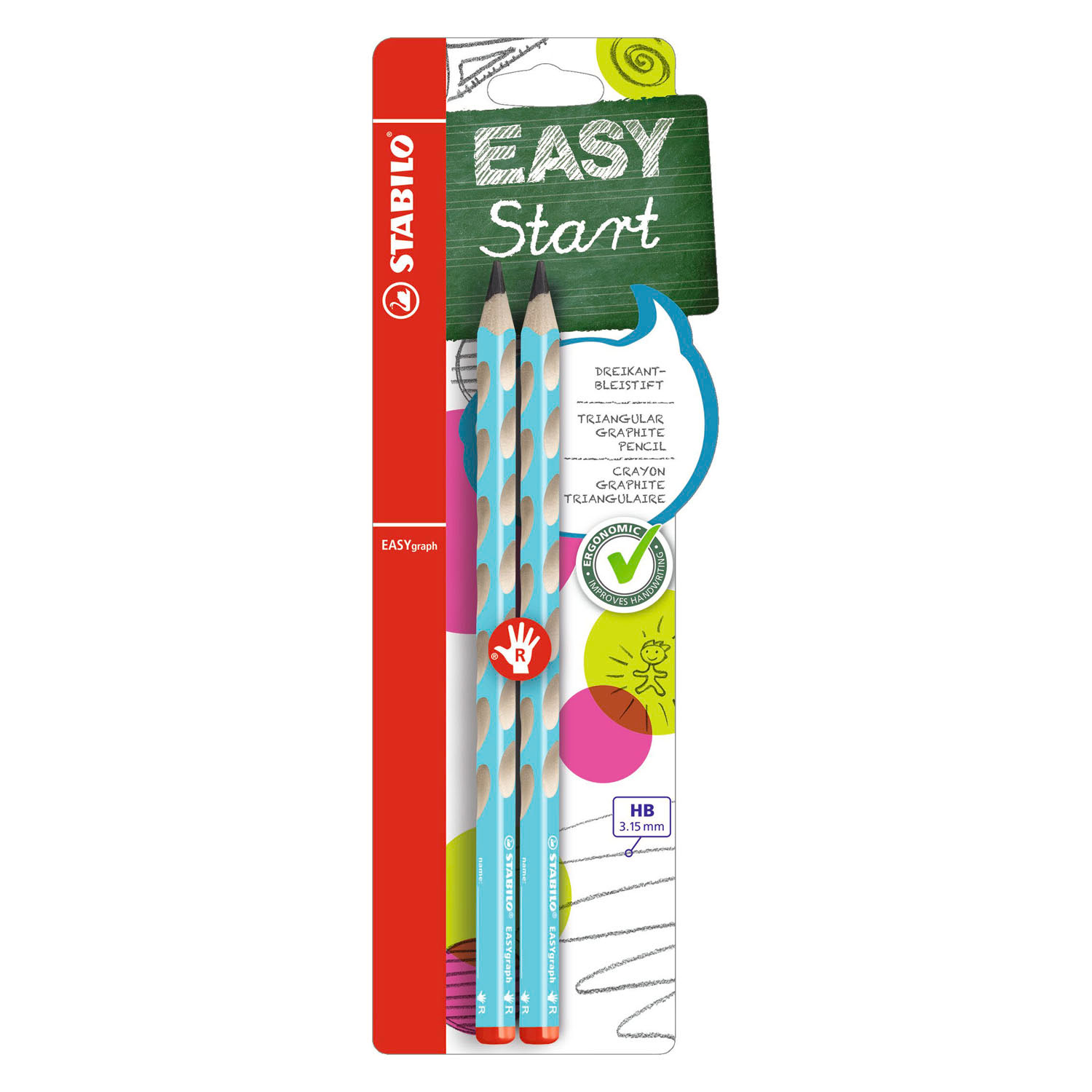 STABILO EASYgraph HB Rechtshandige Grafietpotloden Licht Blauw - 2st.