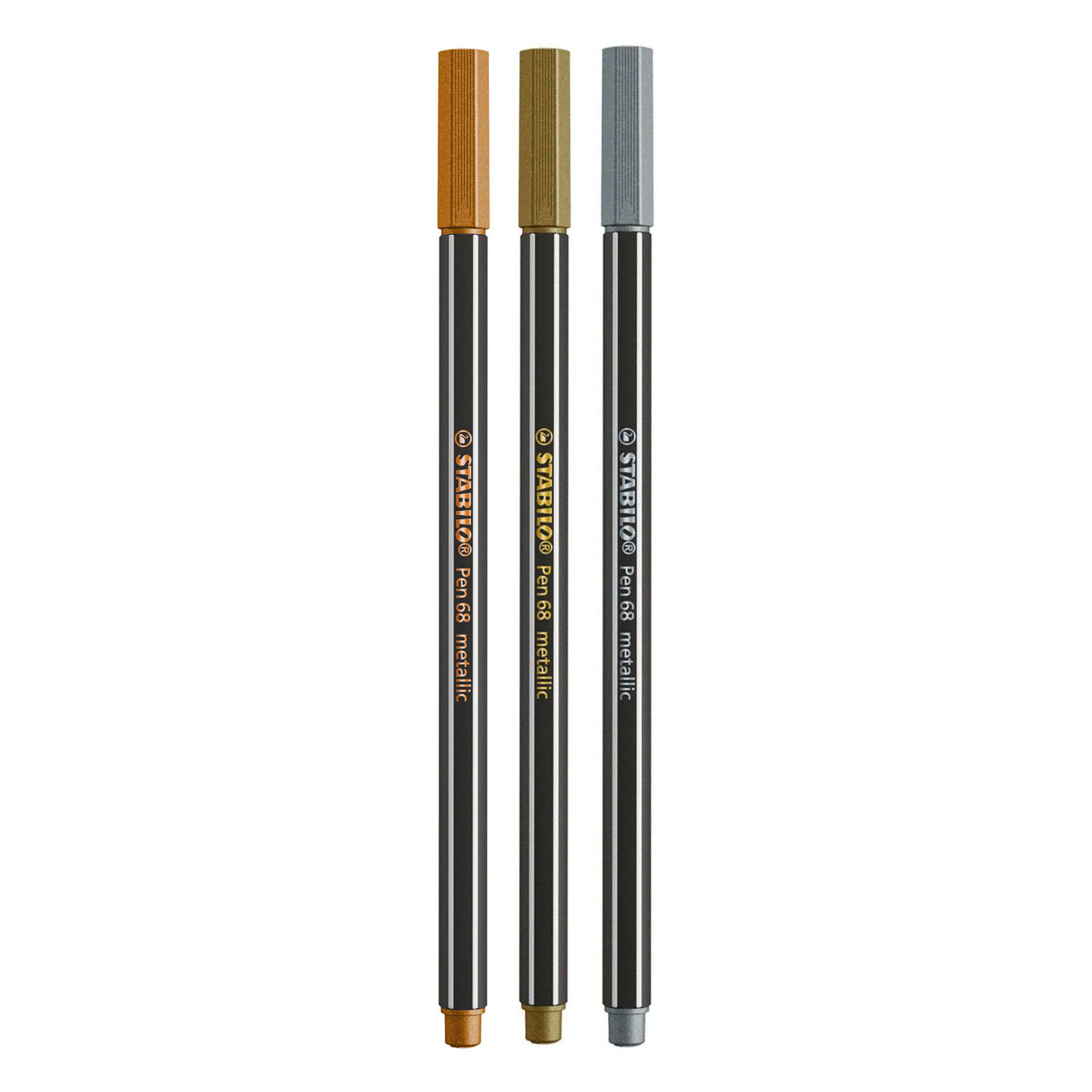 STABILO Pen 68 metallic Viltstiften Zilver Goud Koper - 3dlg.