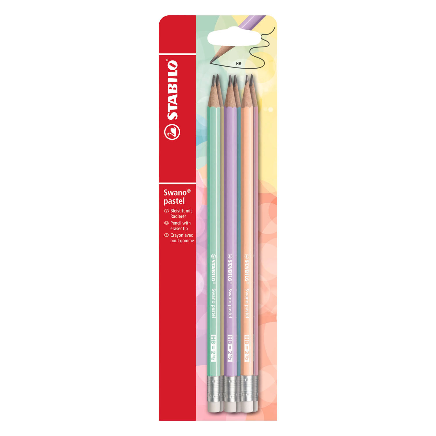 STABILO Swano Pastel HB Grafietpotloden met Gumtip - 6dlg.