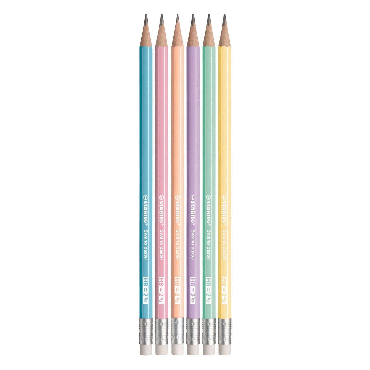 STABILO Swano Pastel HB Grafietpotloden met Gumtip - 6dlg.