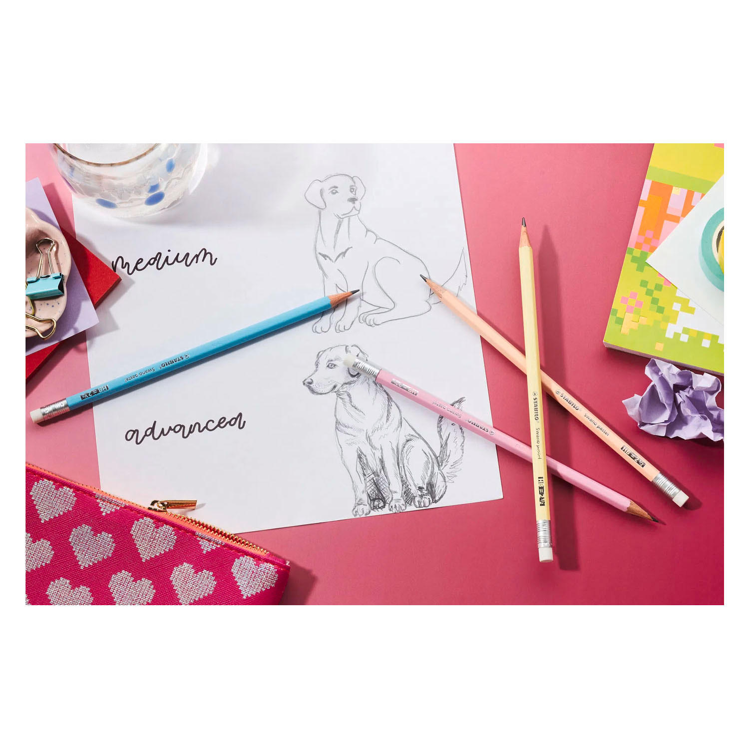 STABILO Swano Pastel HB Grafietpotloden met Gumtip - 6dlg.