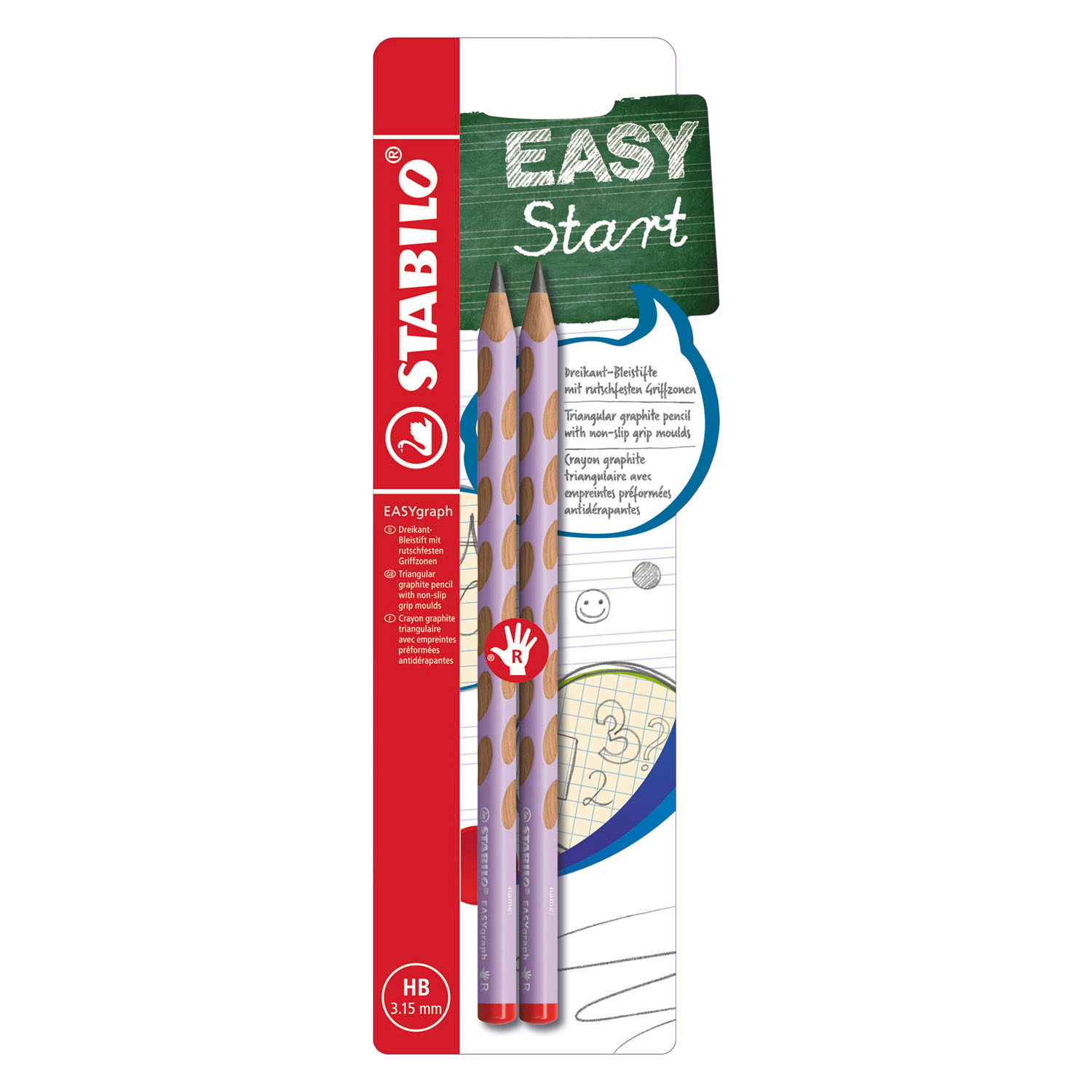 STABILO EASYgraph HB Rechtshandige Grafietpotloden Lila - 2st.