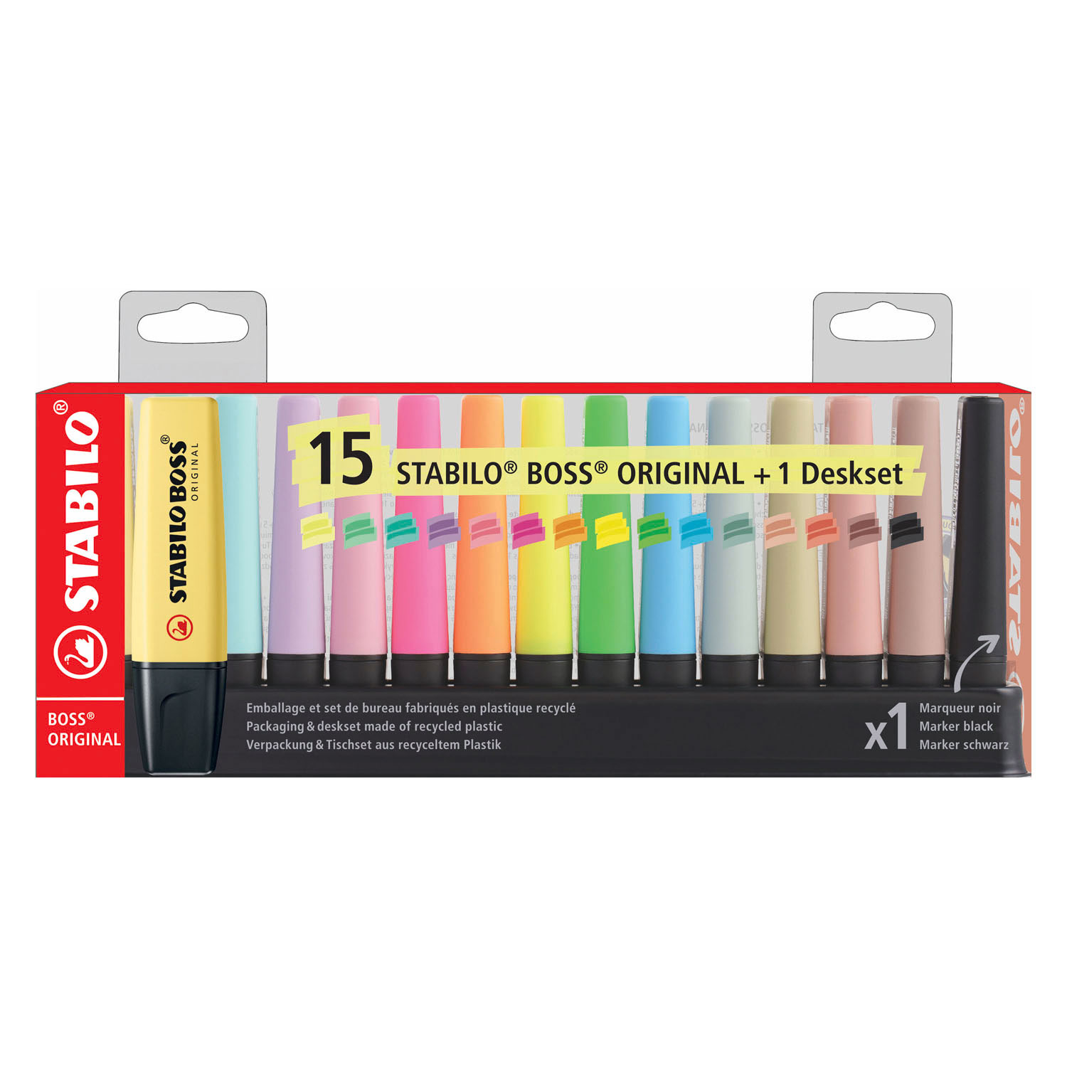 STABILO BOSS Original Pastel & NatureCOLORS Markerstiften Bureau Set - 15dlg.