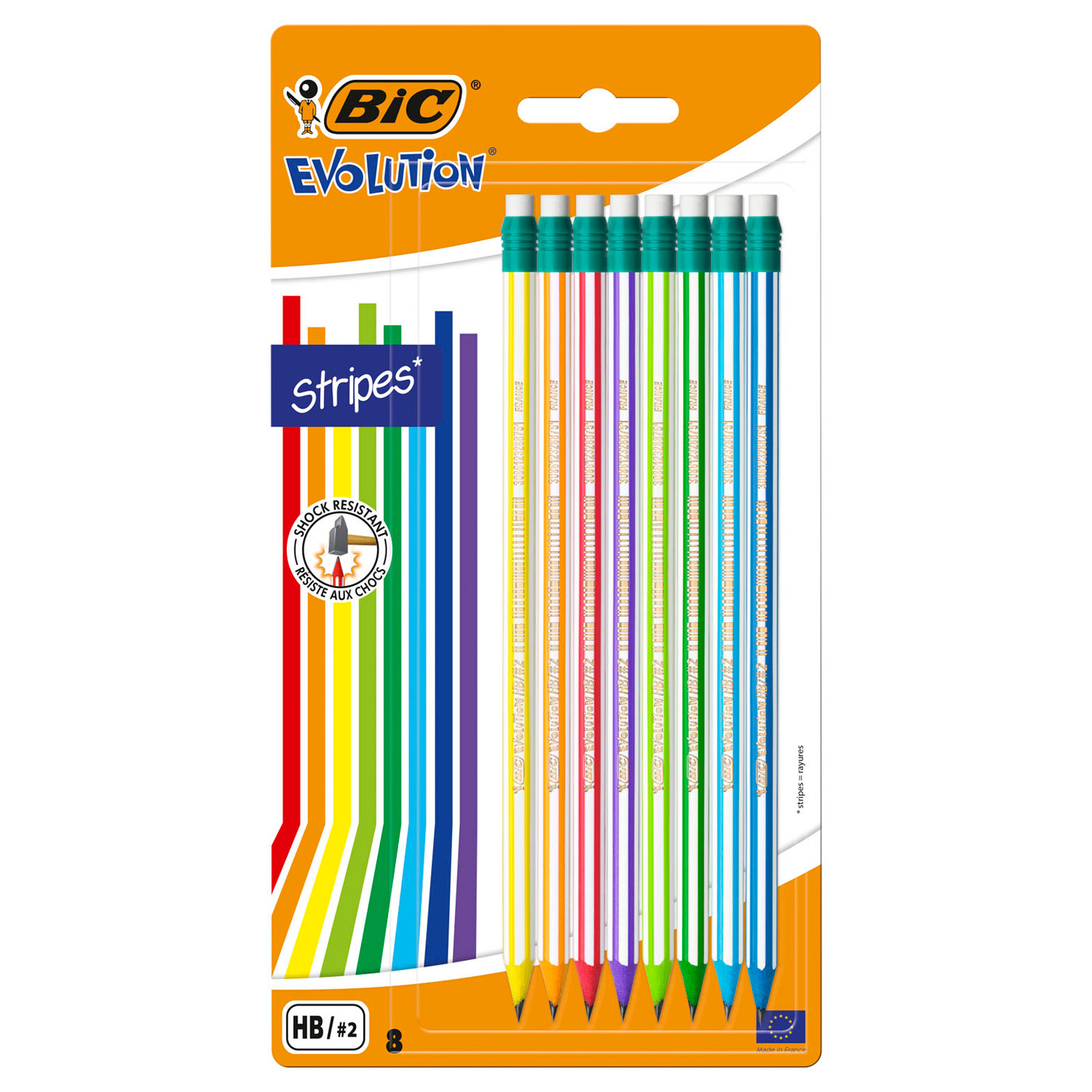 Crayons BIC Evolution avec gomme, 8 pièces.