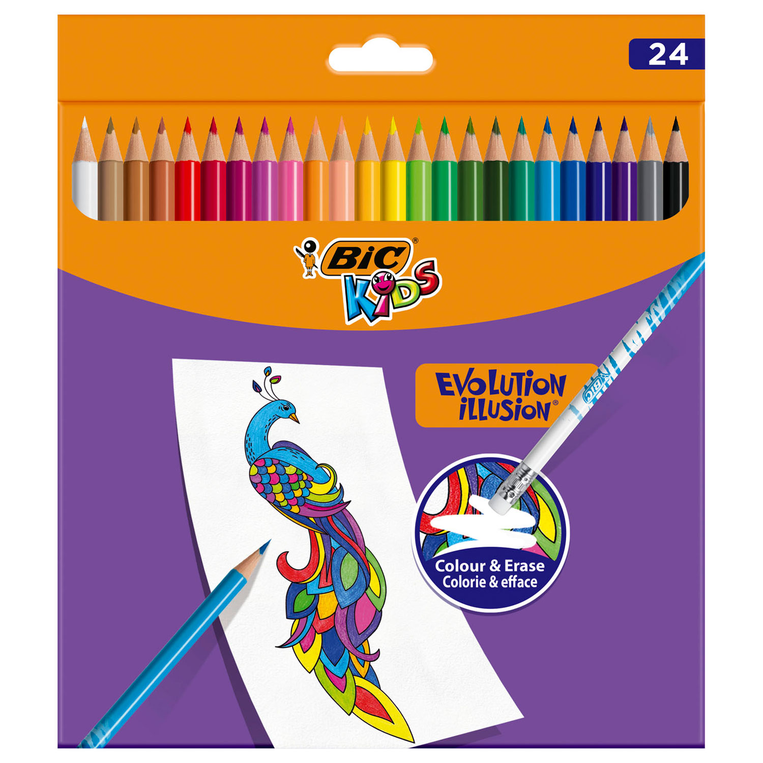 BIC Kids Uitwisbare kleurpotloden Illusion Evolution - pak van 24 stuks
