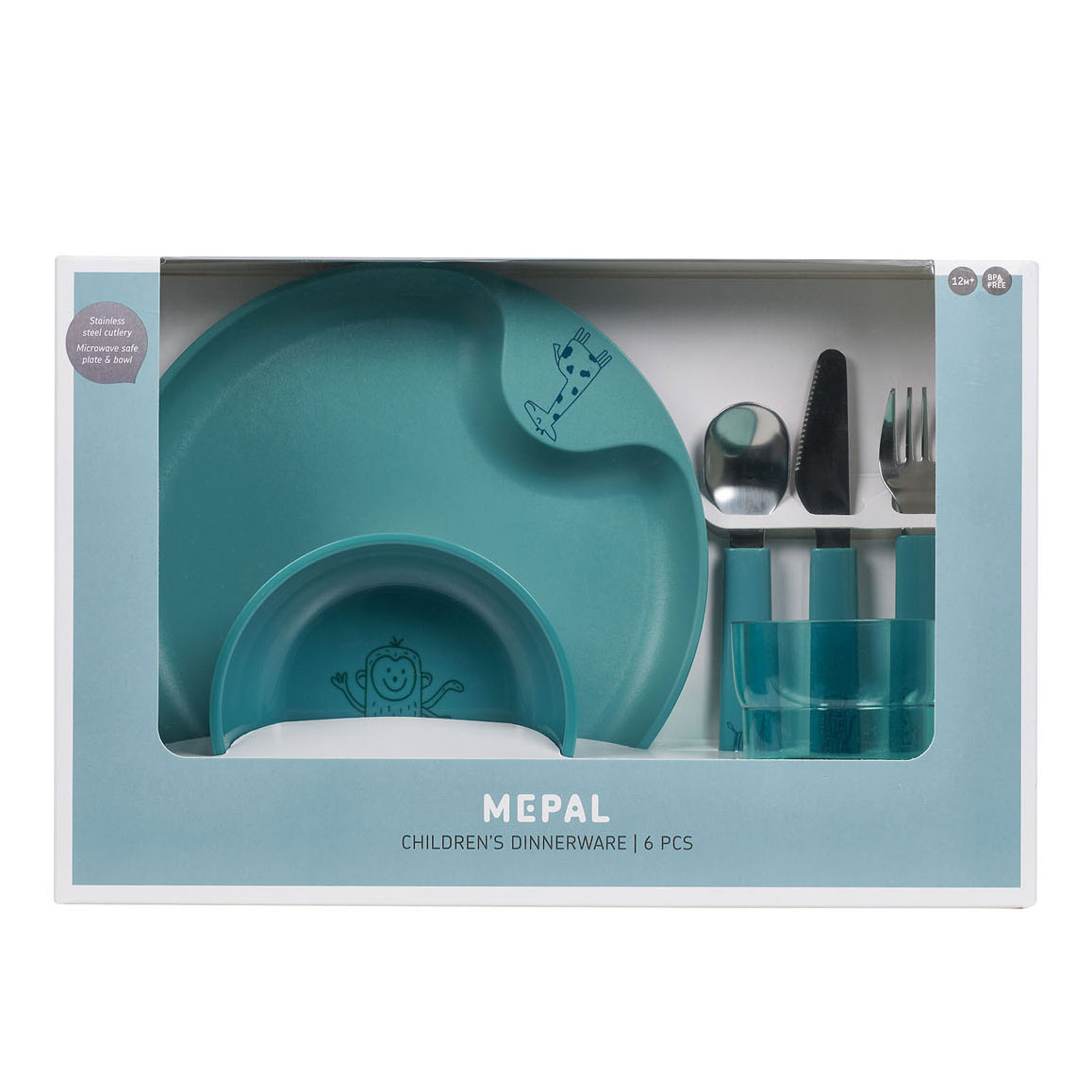 Vaisselle enfant Mepal Mio - Turquoise profond, 6 pièces.