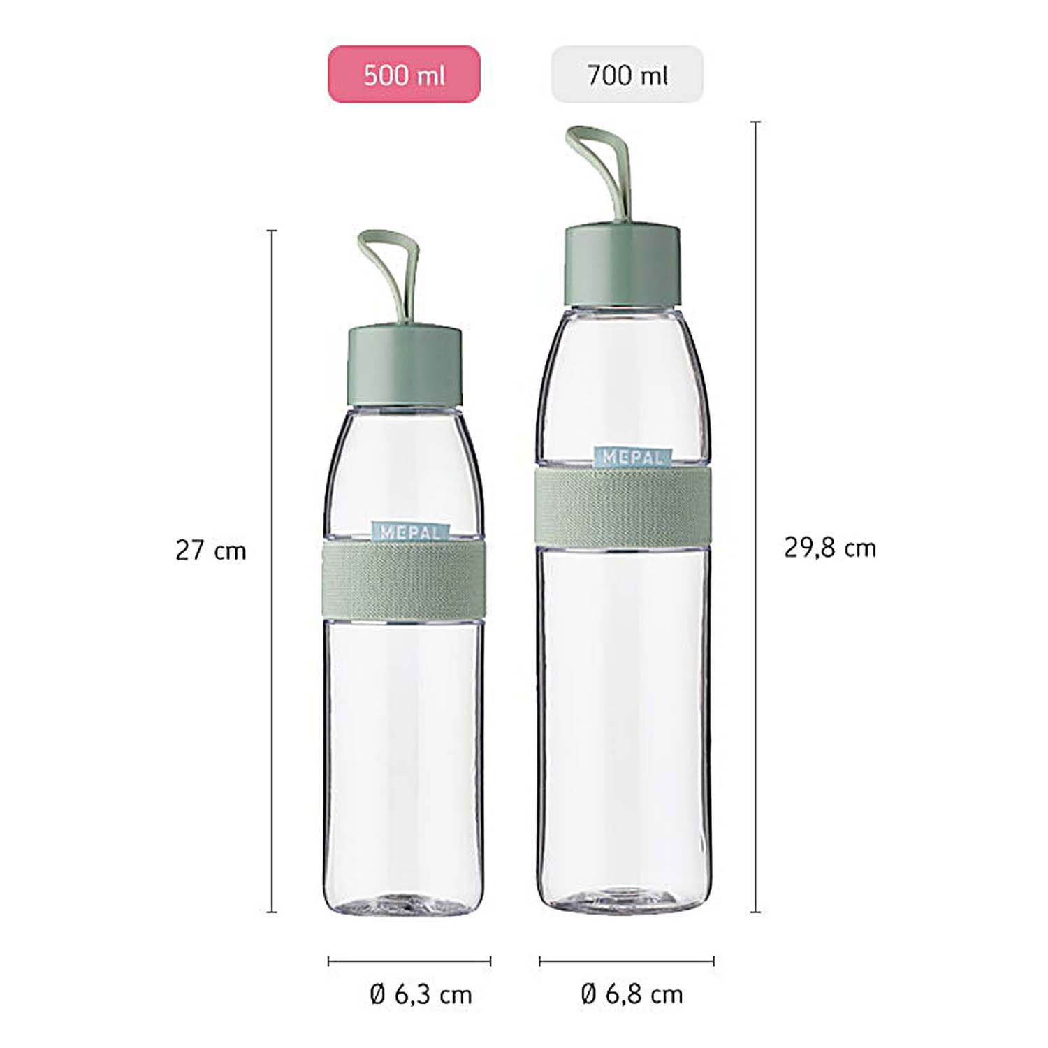 Bouteille d'eau Mepal Ellipse 500 ml - Sauge nordique