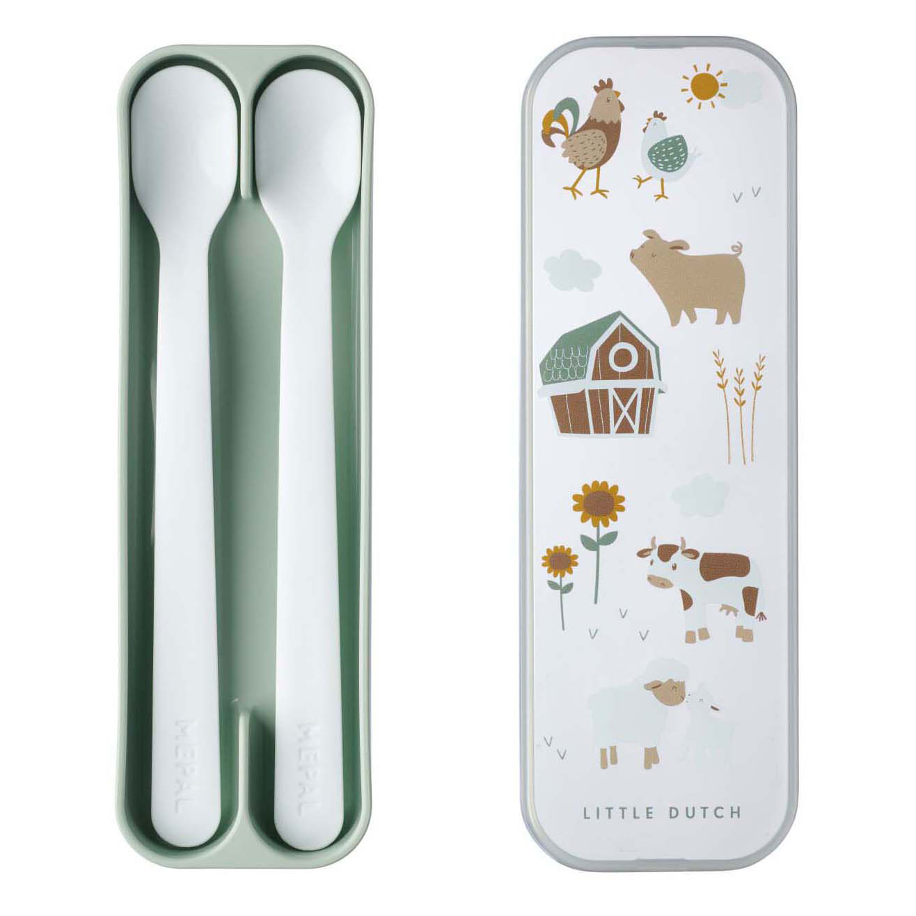 Mepal Set Cuillère pour bébé Mio - Little Dutch Little Farm, 2 pièces.