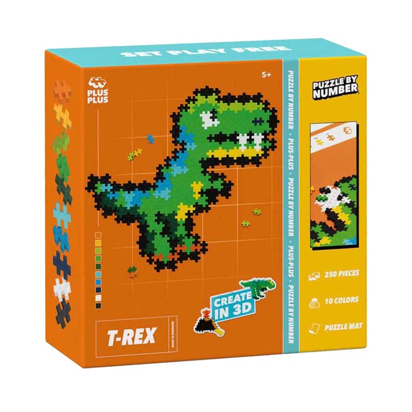 Plus-Plus Puzzle nach Zahlen Dinosaurier T-Rex Bausatz - 250 Teile.