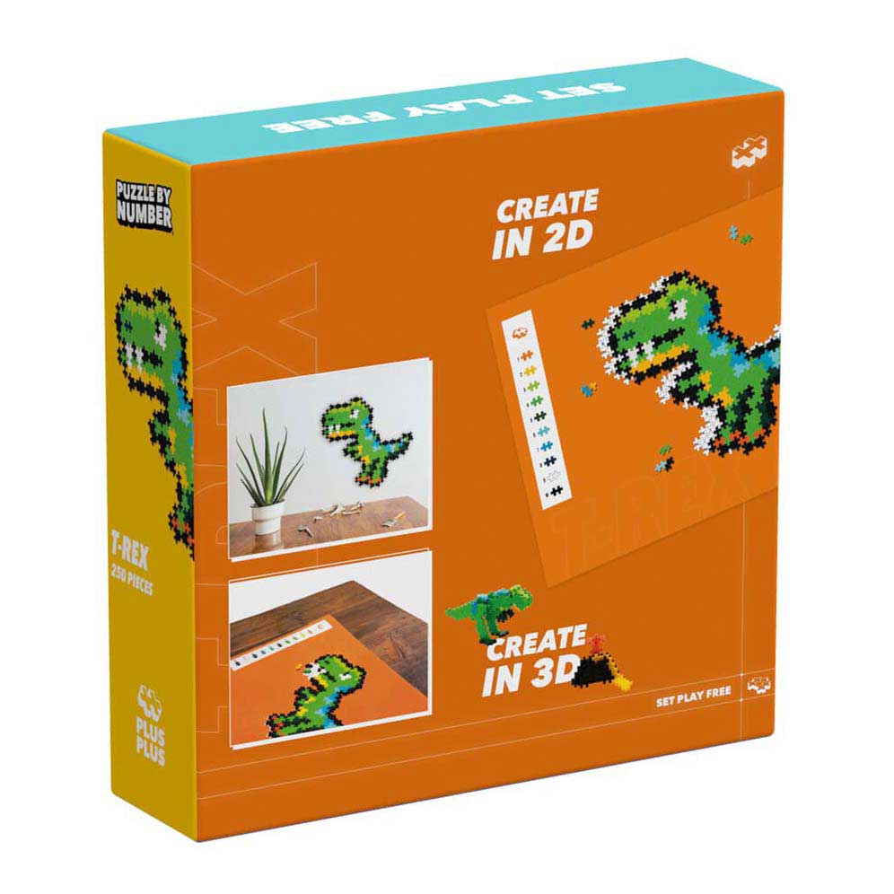 Plus-Plus Puzzle nach Zahlen Dinosaurier T-Rex Bausatz - 250 Teile.