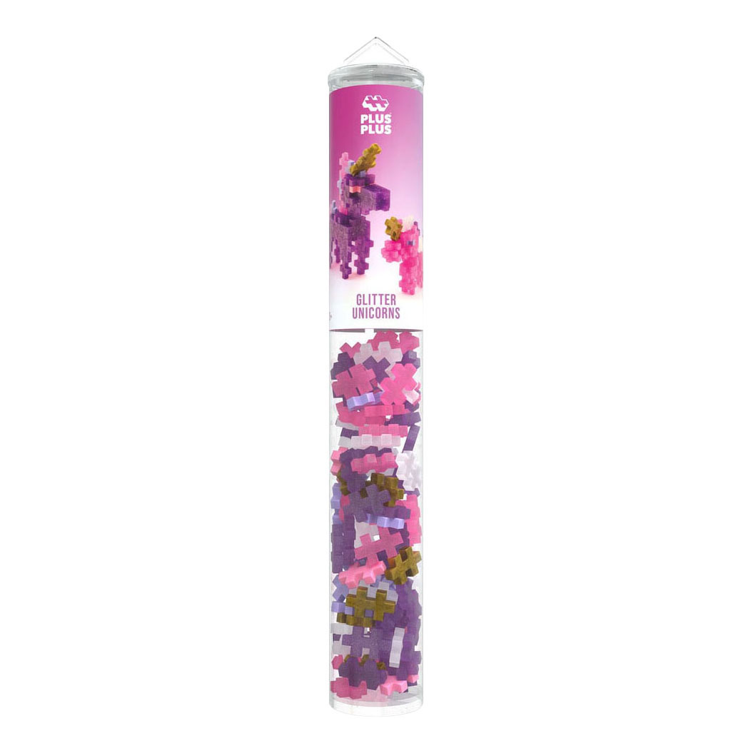 Plus-Plus Glitter Eenhoorns Tube Bouwset - 100st.