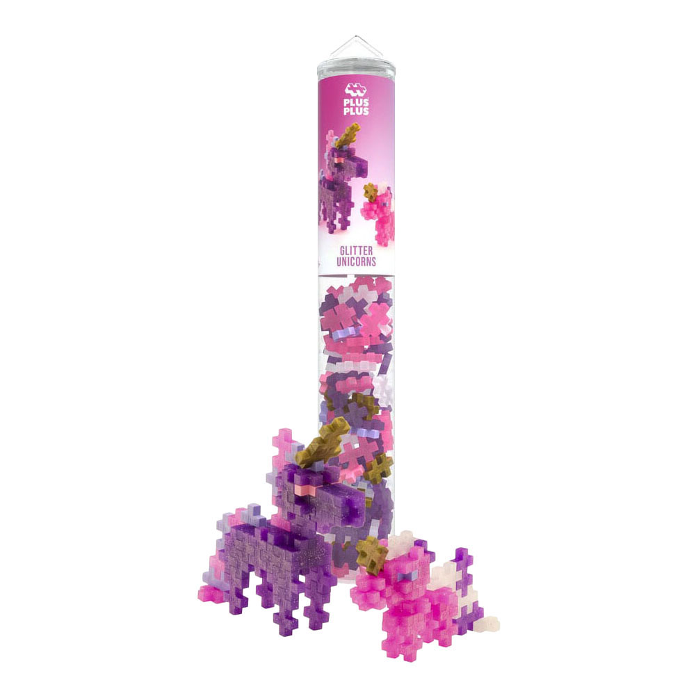 Plus-Plus Glitter Eenhoorns Tube Bouwset - 100st.