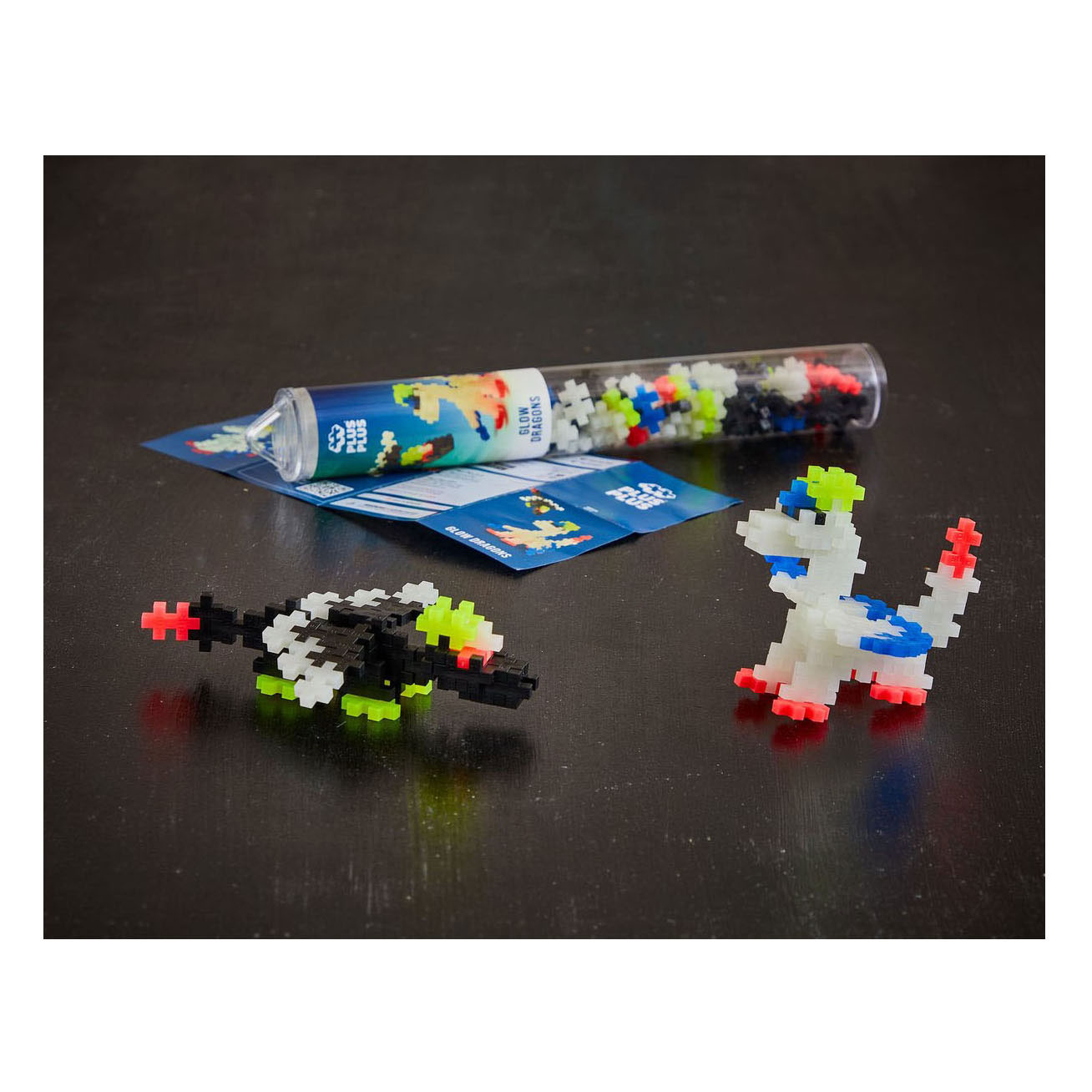 Plus-Plus Glow Draken Tube Bouwset - 100st.