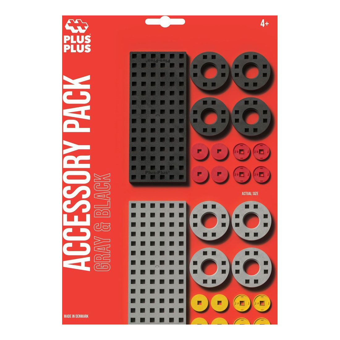 Plus-Plus Bouwplaat Grijs/Zwart en Wielen - 26st.
