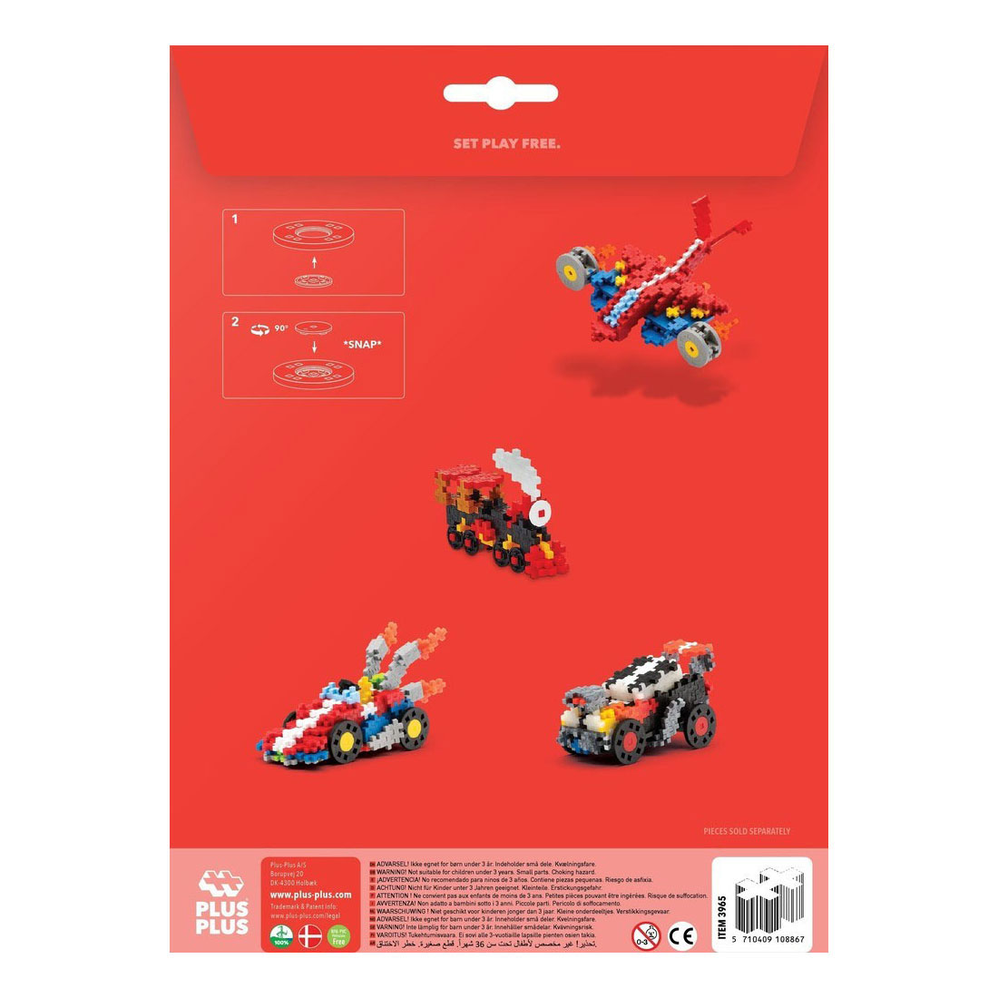 Plus-Plus Bouwplaat Grijs/Zwart en Wielen - 26st.