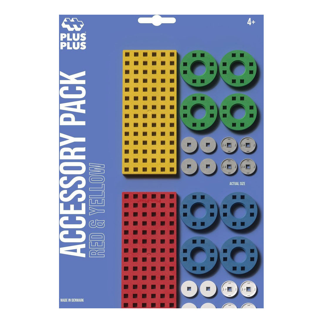 Plus-Plus Bouwplaat Geel/Rood en Wielen - 26st.