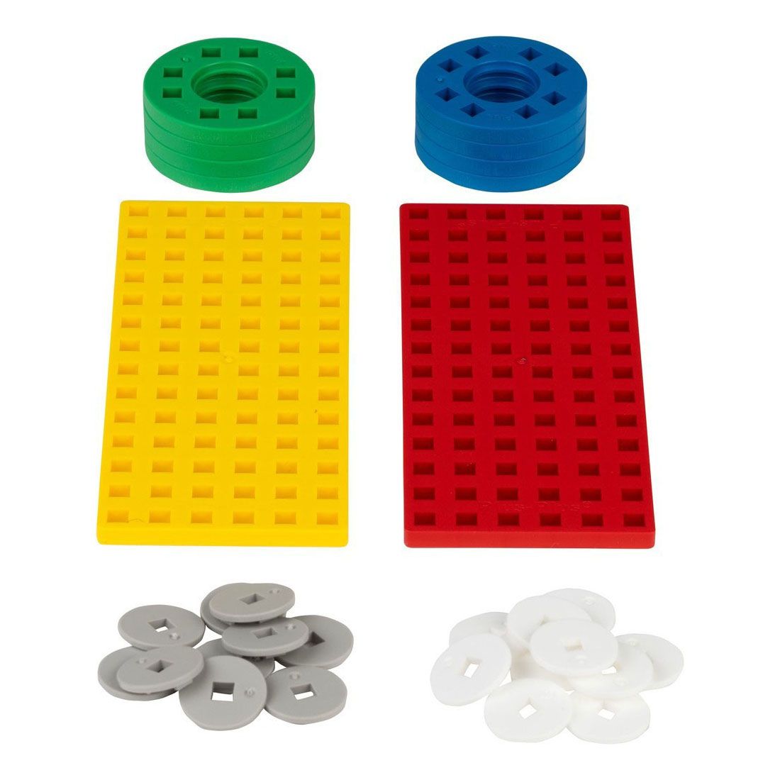 Plus-Plus Bouwplaat Geel/Rood en Wielen - 26st.
