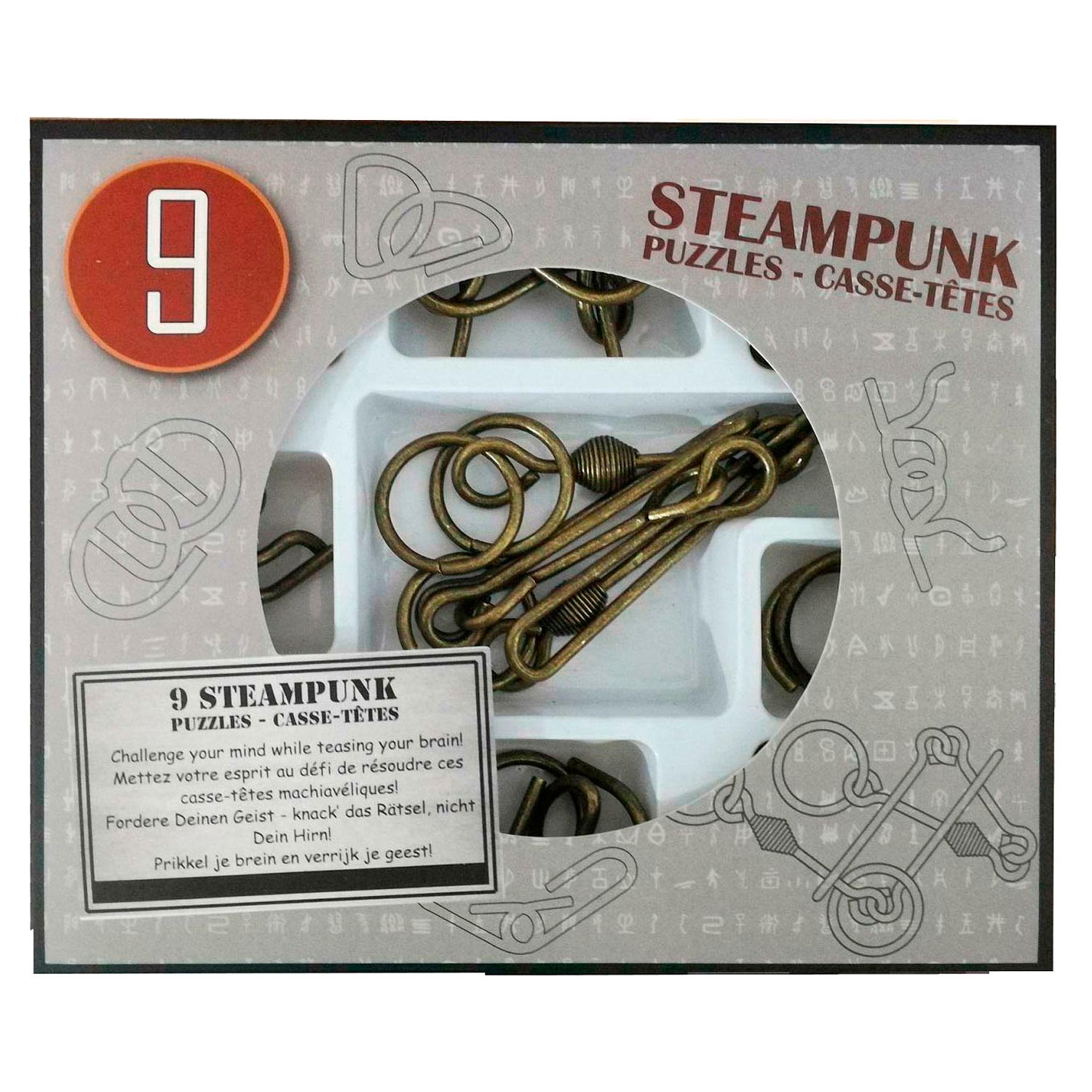 Steampunk Gehirnpuzzles Grau, 9tlg.