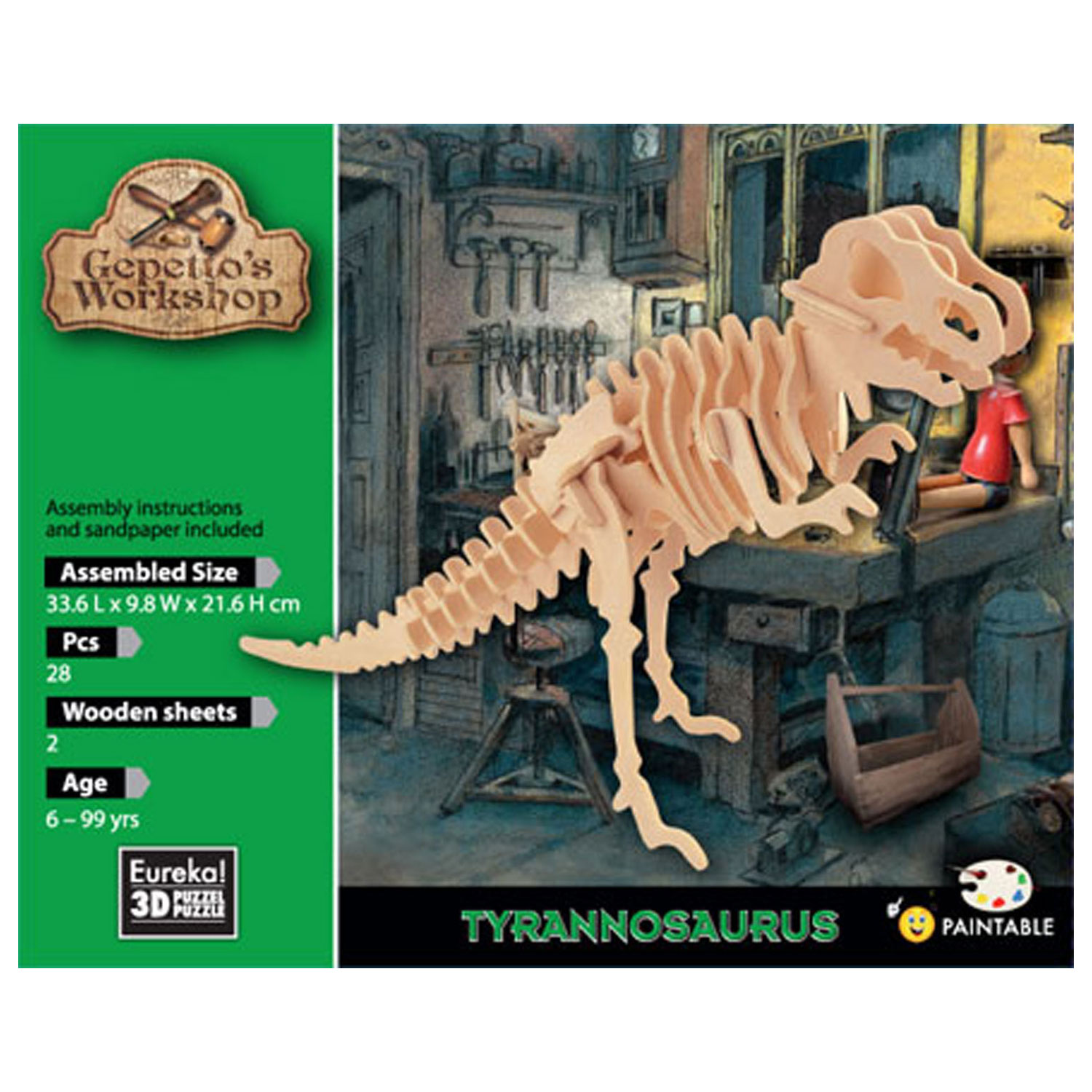 Gepetto's Workshop Kit de construction en bois 3D - Tyrannosaure