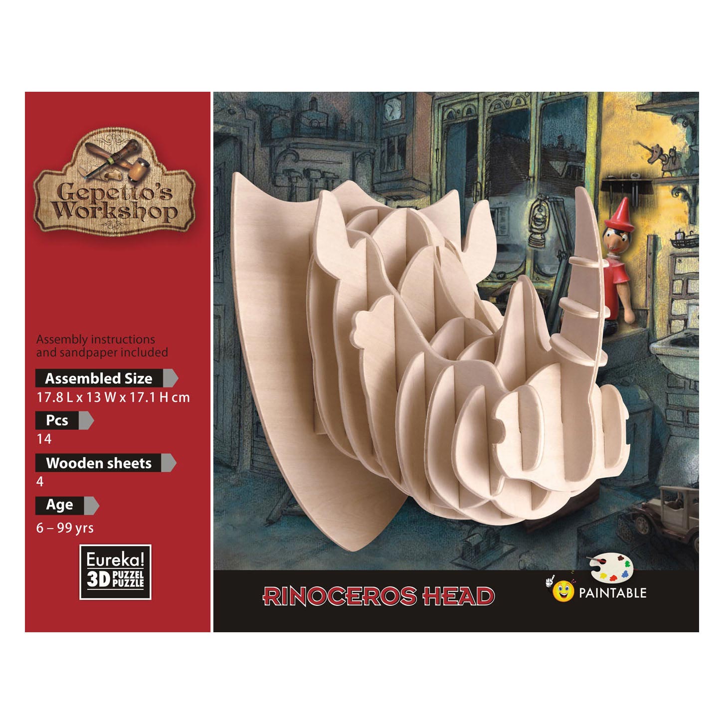 Gepetto's Workshop Holzbausatz 3D – Nashorn
