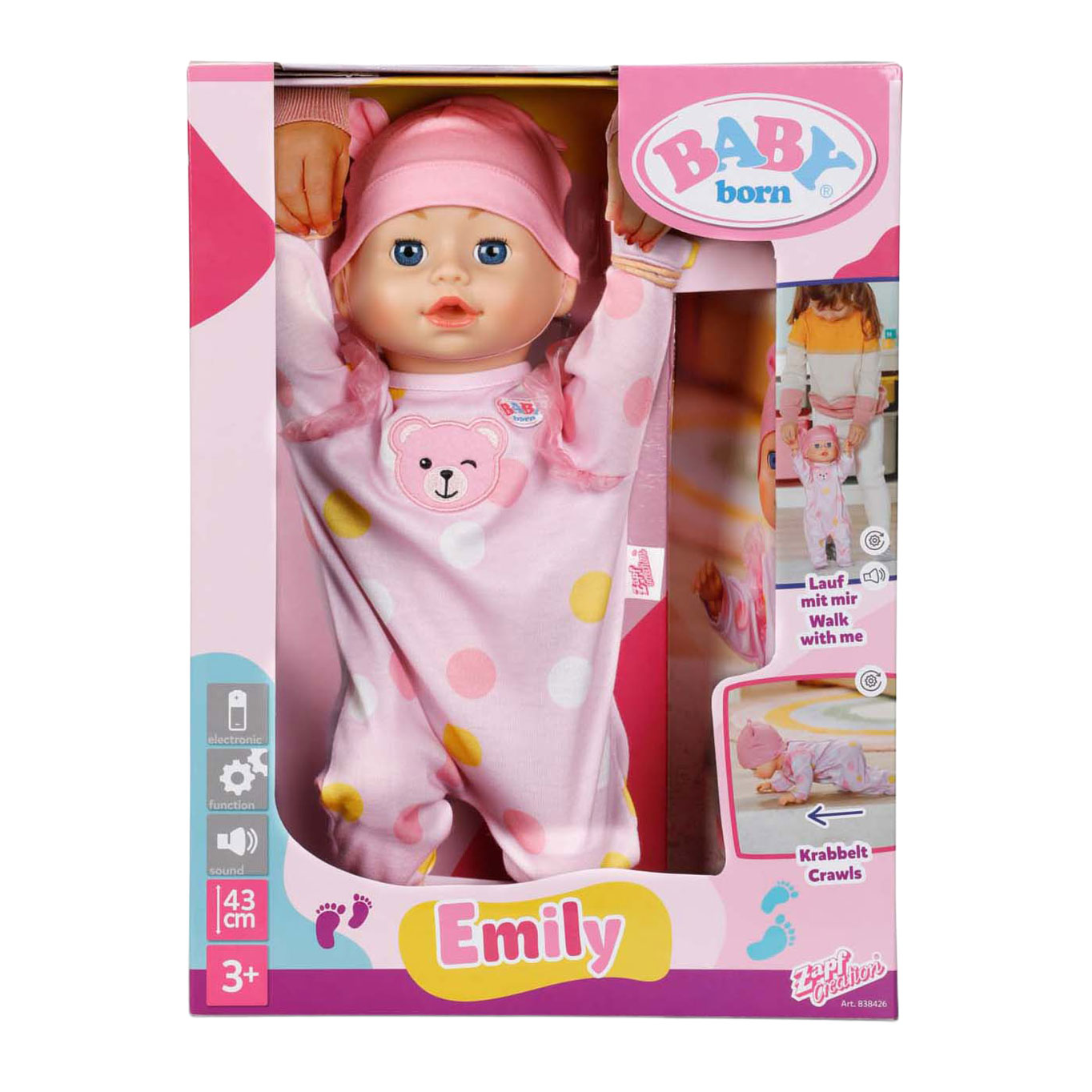 BABY Born Emily Walk with me, 43cm