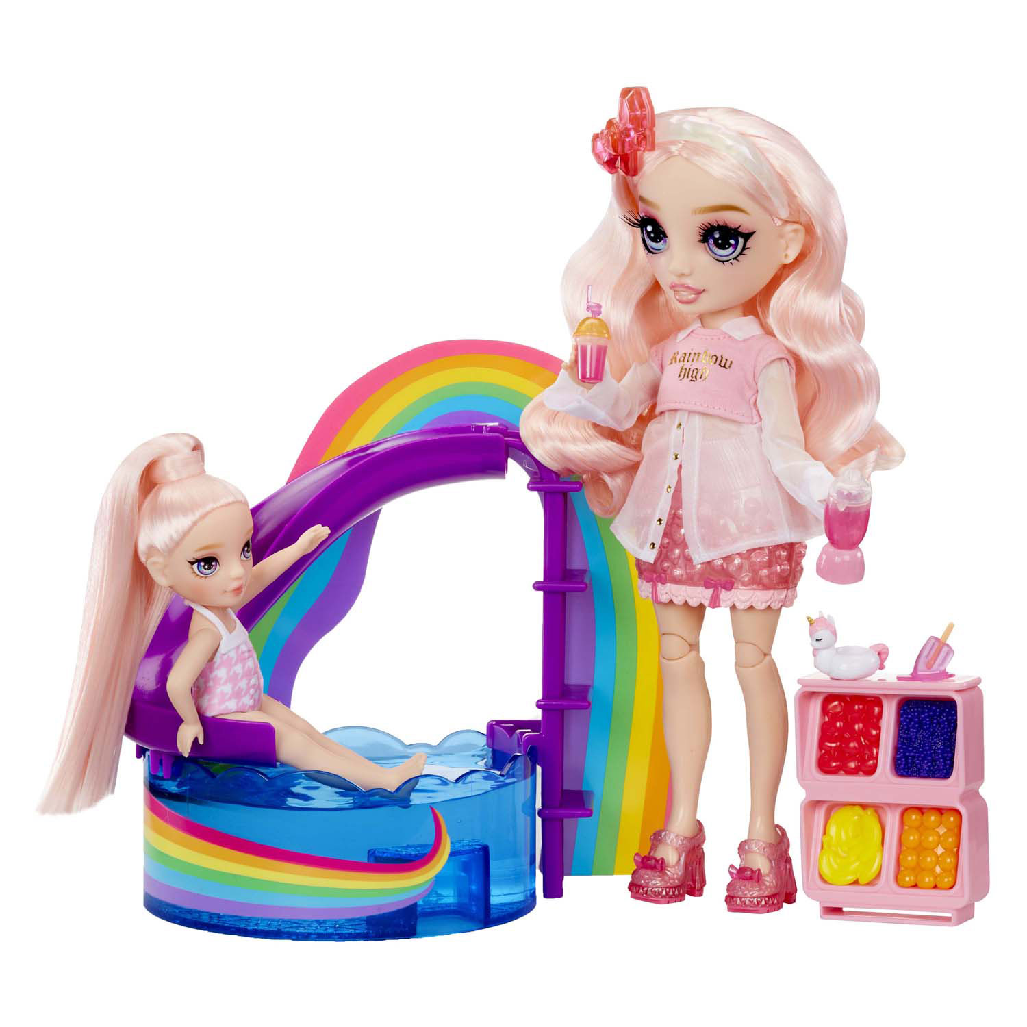 Rainbow High Pop Kleine Zwembaddag met Blush Speelset