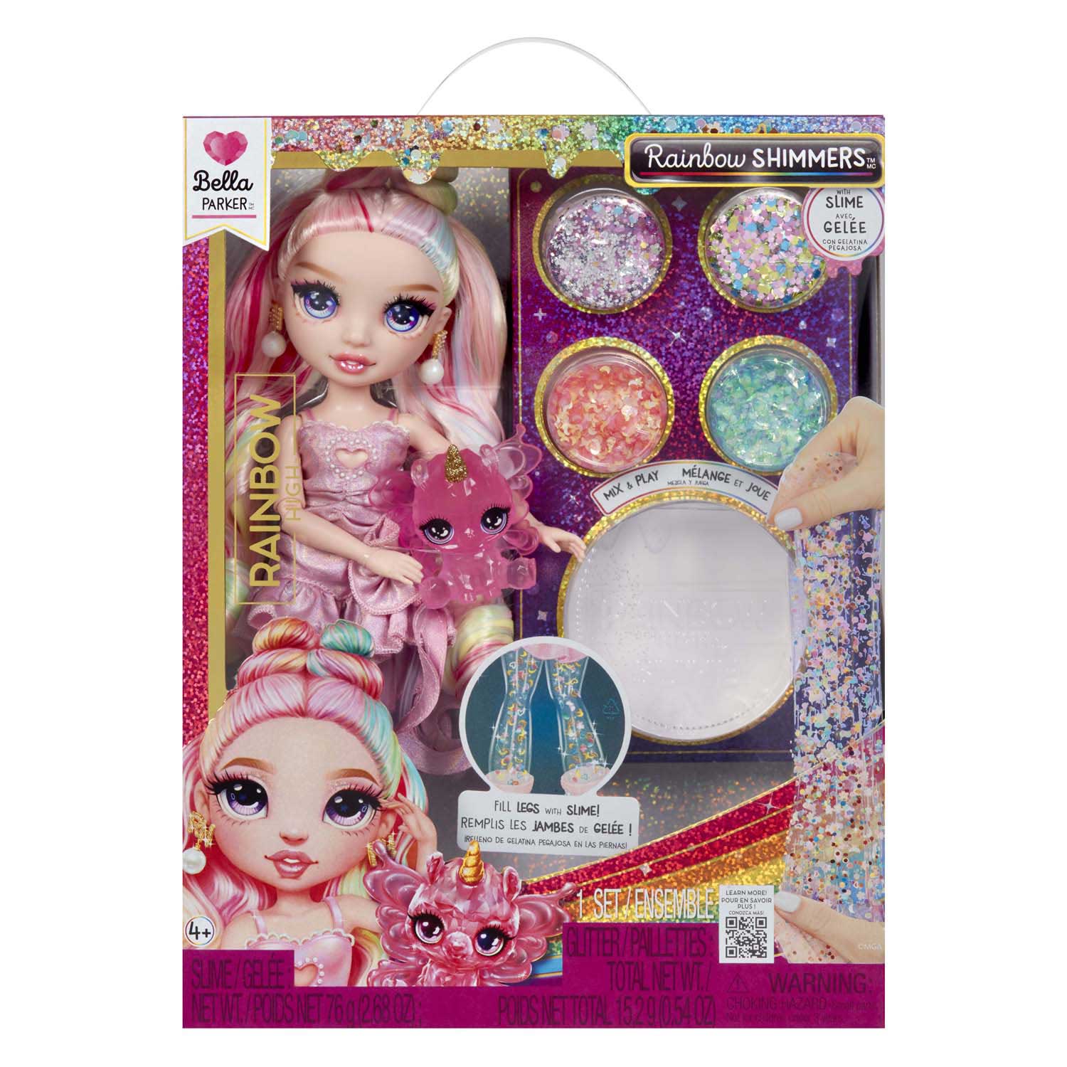 Rainbow High Glitzer-Schleim-Modepuppe – Bella