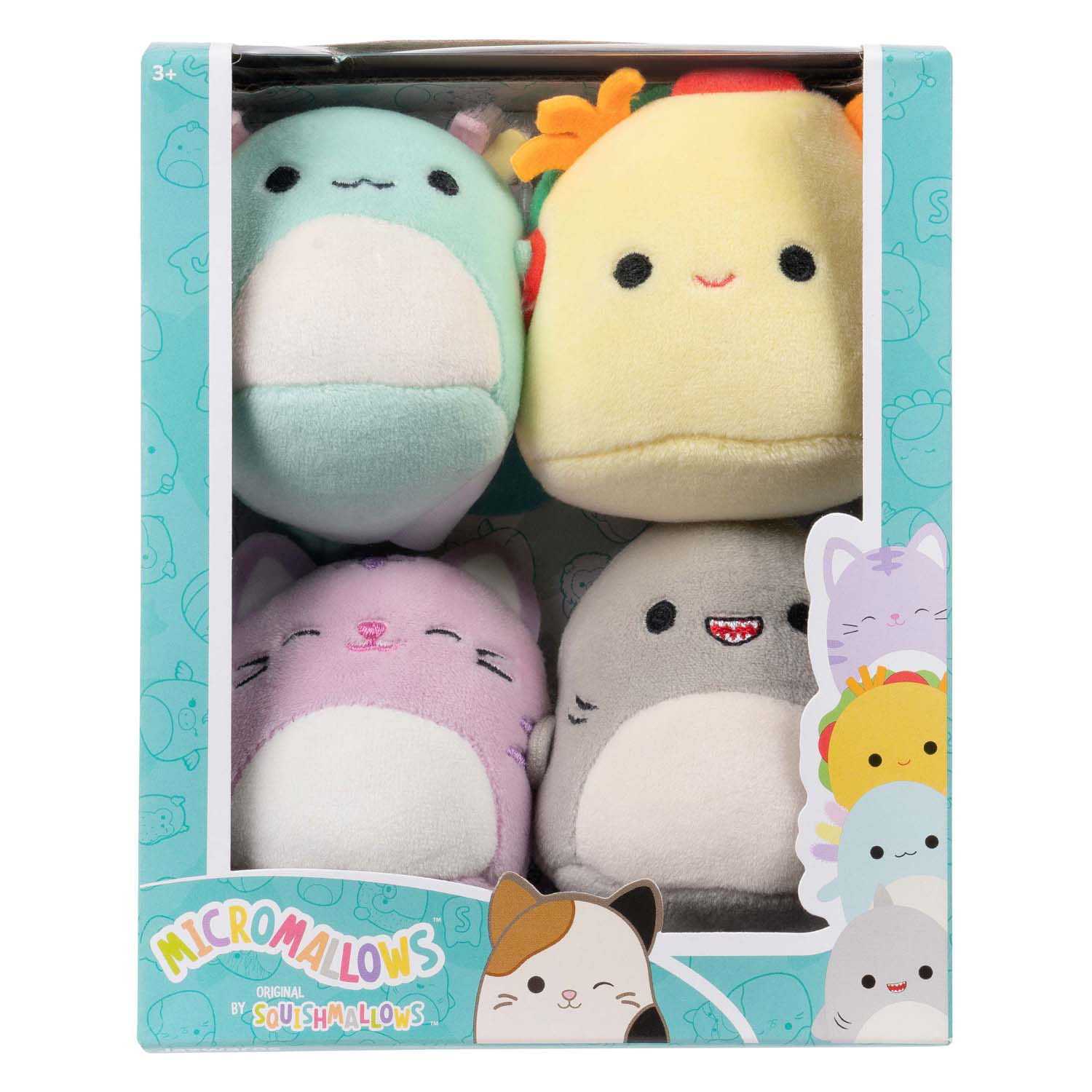 Peluche câlin Squishmallows - Animaux Micromallows, paquet de 4