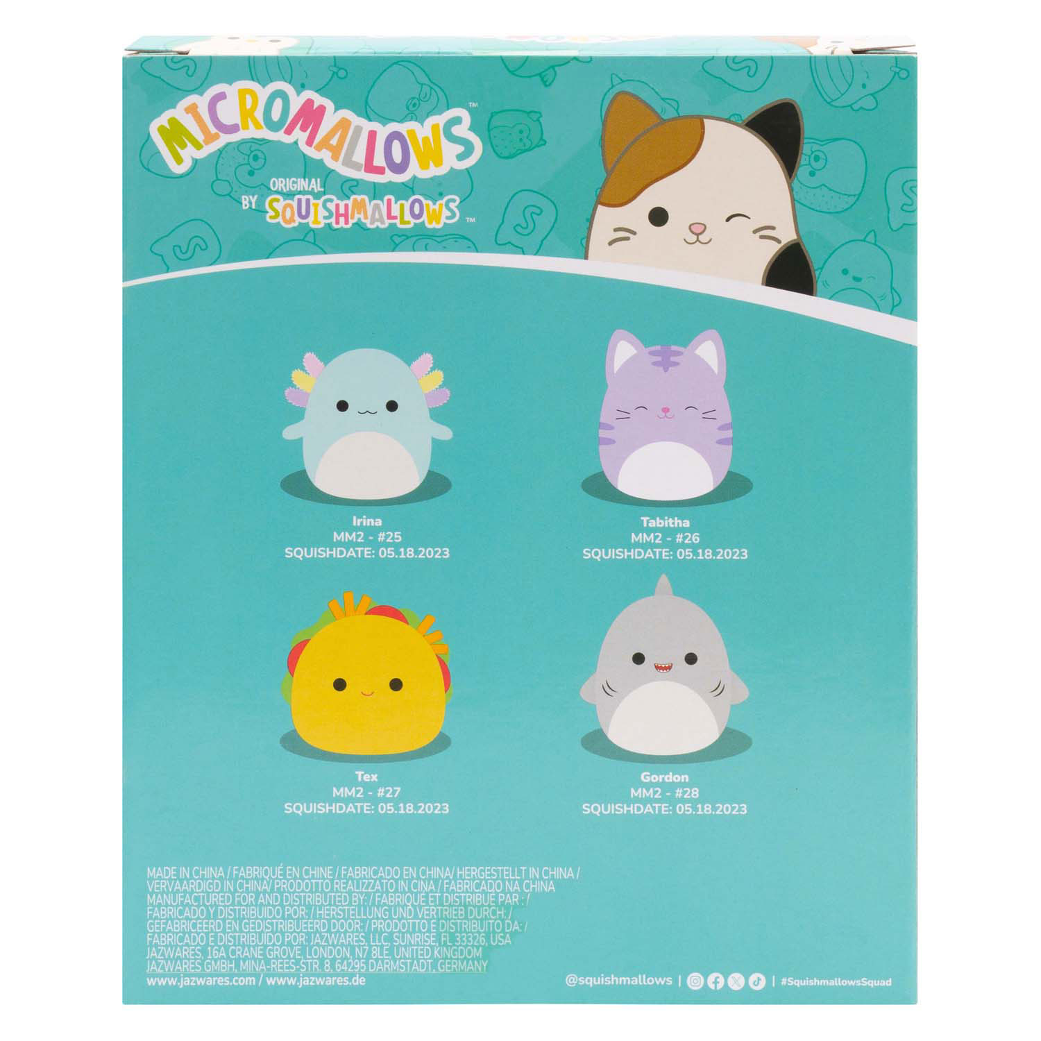 Squishmallows Knuffel Pluche - Micromallows Dieren, 4-Pack