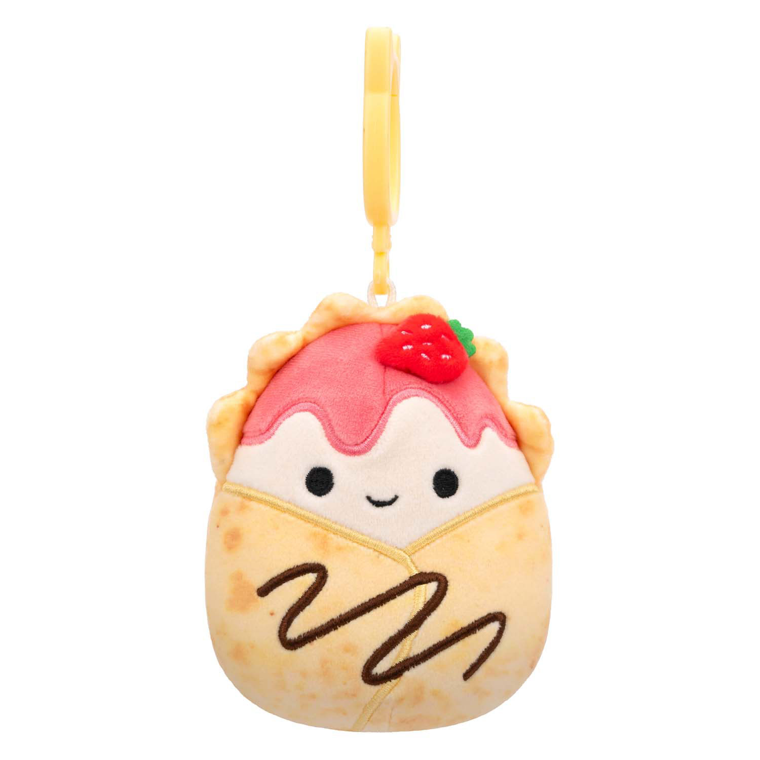 Squishmallows Porte-clés en peluche – Crêpe aux fraises, 8 cm