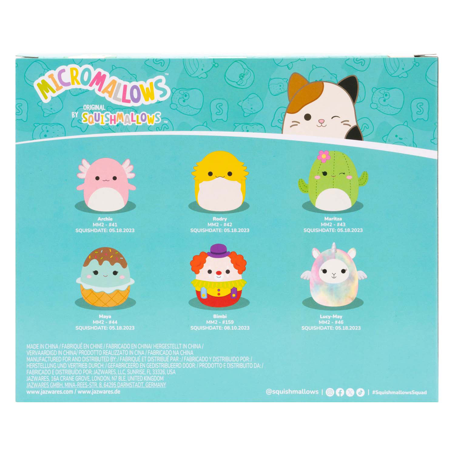 Squishmallows Knuffel Pluche - Micromallows Archie, Maya, Maritza, Bimbi, Rodry, Lucy, 6-Pack