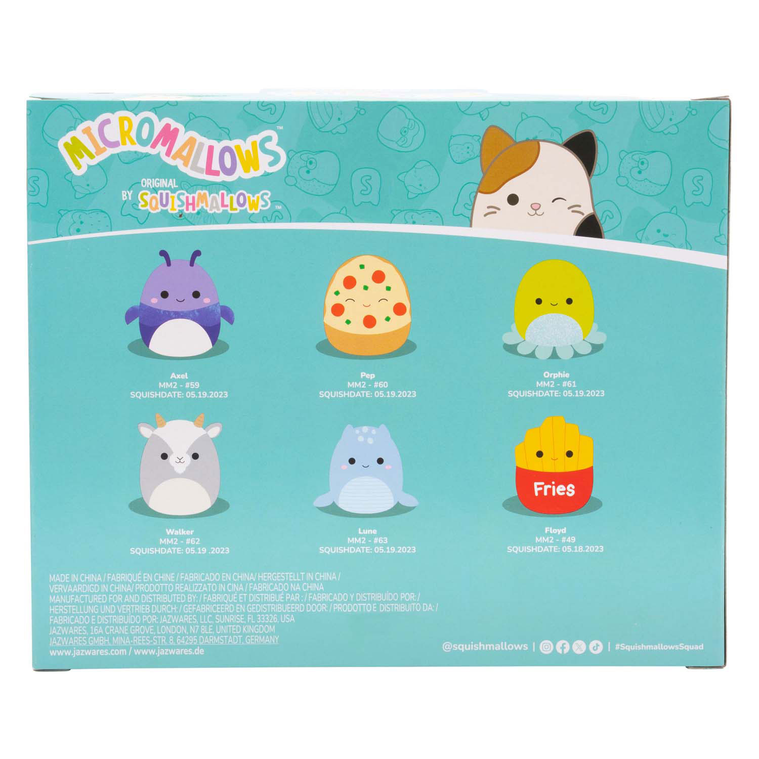 Squishmallows Knuffel Pluche - Micromallows Floyd, Pep, Lune, Walkers, Orphine, Axel, 6-Pack