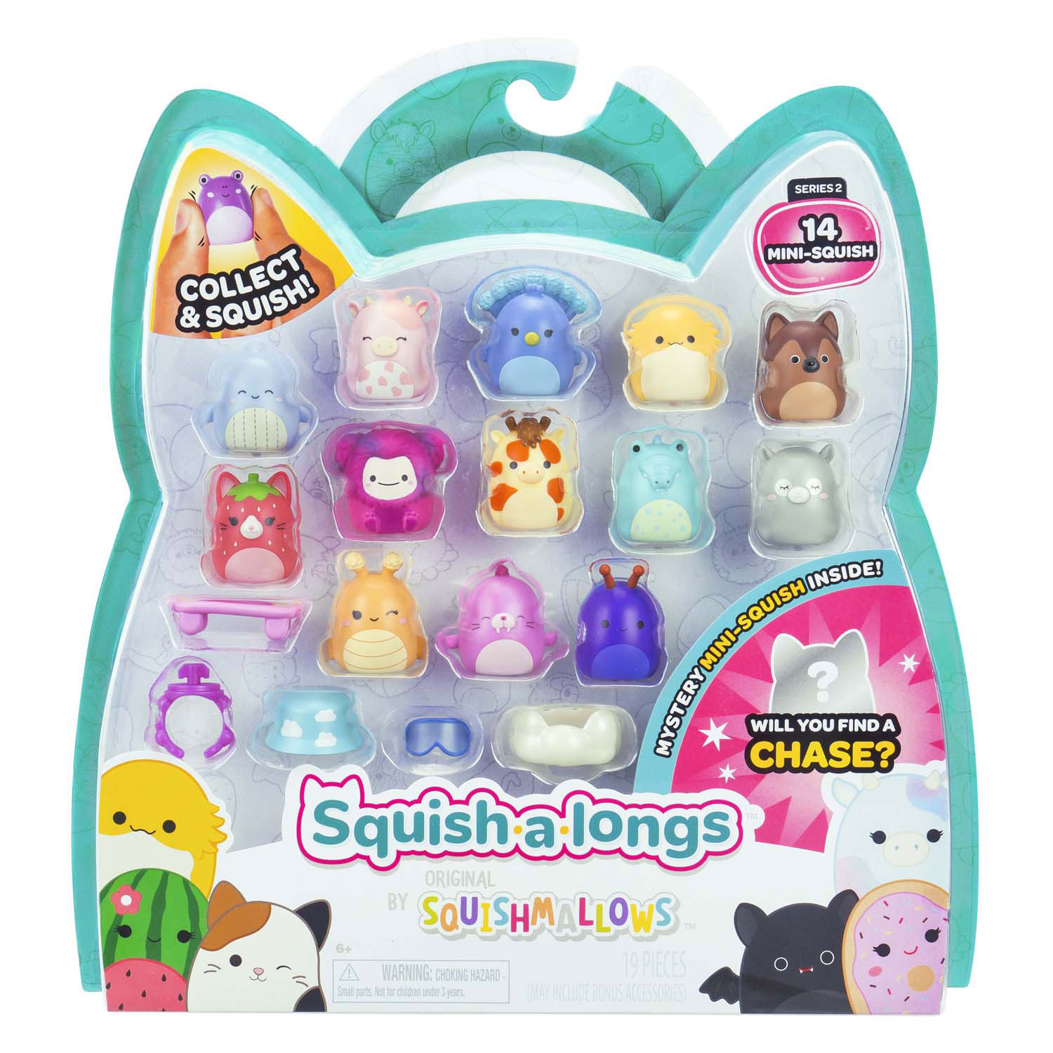 Squishmallows - Figurines jouets Squish-a-longs 2, 14 pièces.