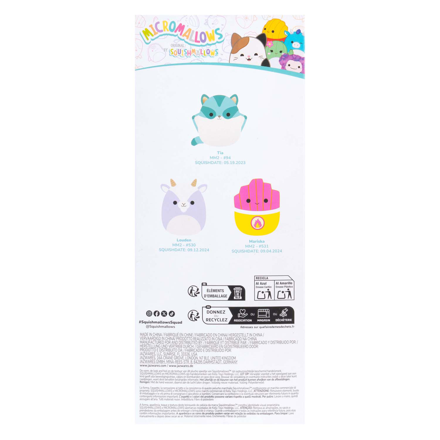 Squishmallows Knuffel Pluche - Micromallows Tia, Mariska, Louden - 3dlg.