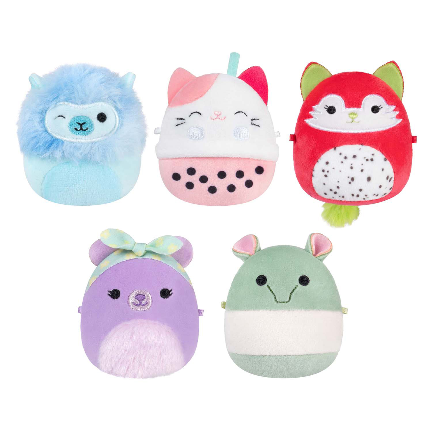 Squishmallows Knuffel Pluche - Micromallows Silvy, Rozen, Aarin, Roxy, Gerald - 5dlg.